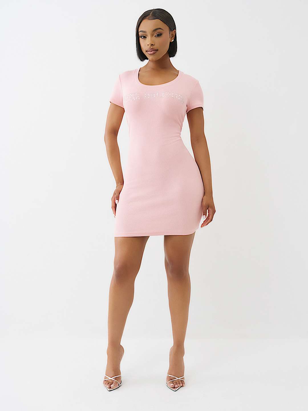 ARCHED LOGO RIBBED TEE DRESS, image 3