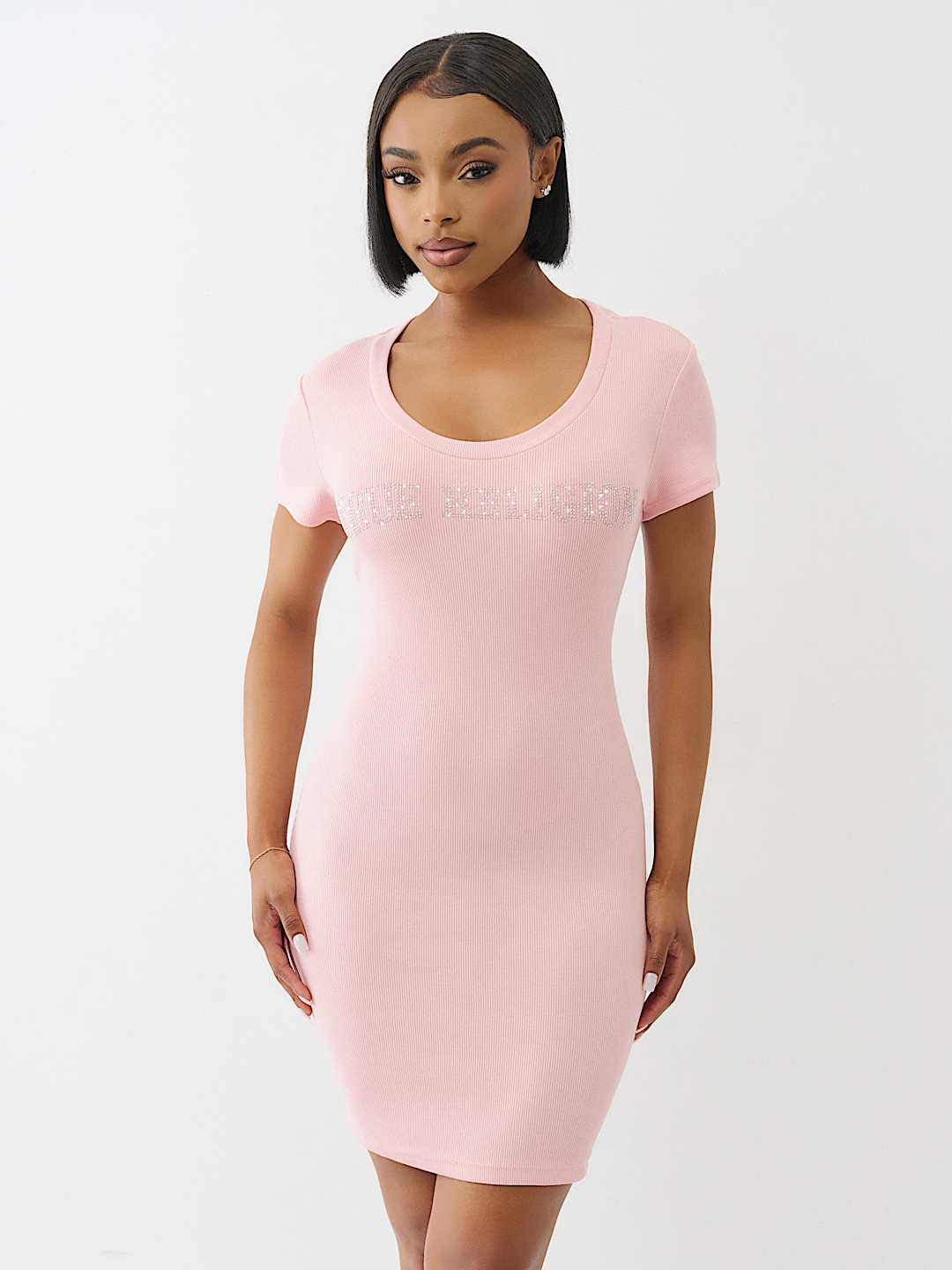 ARCHED LOGO RIBBED TEE DRESS, image 1
