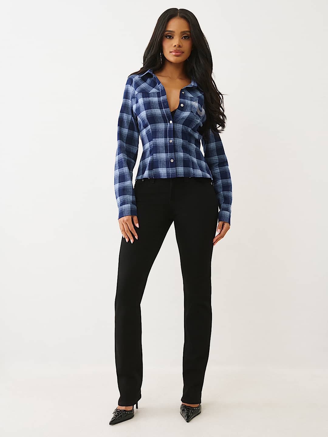 SLIM FIT CRYSTAL HORSESHOE FLANNEL, image 2