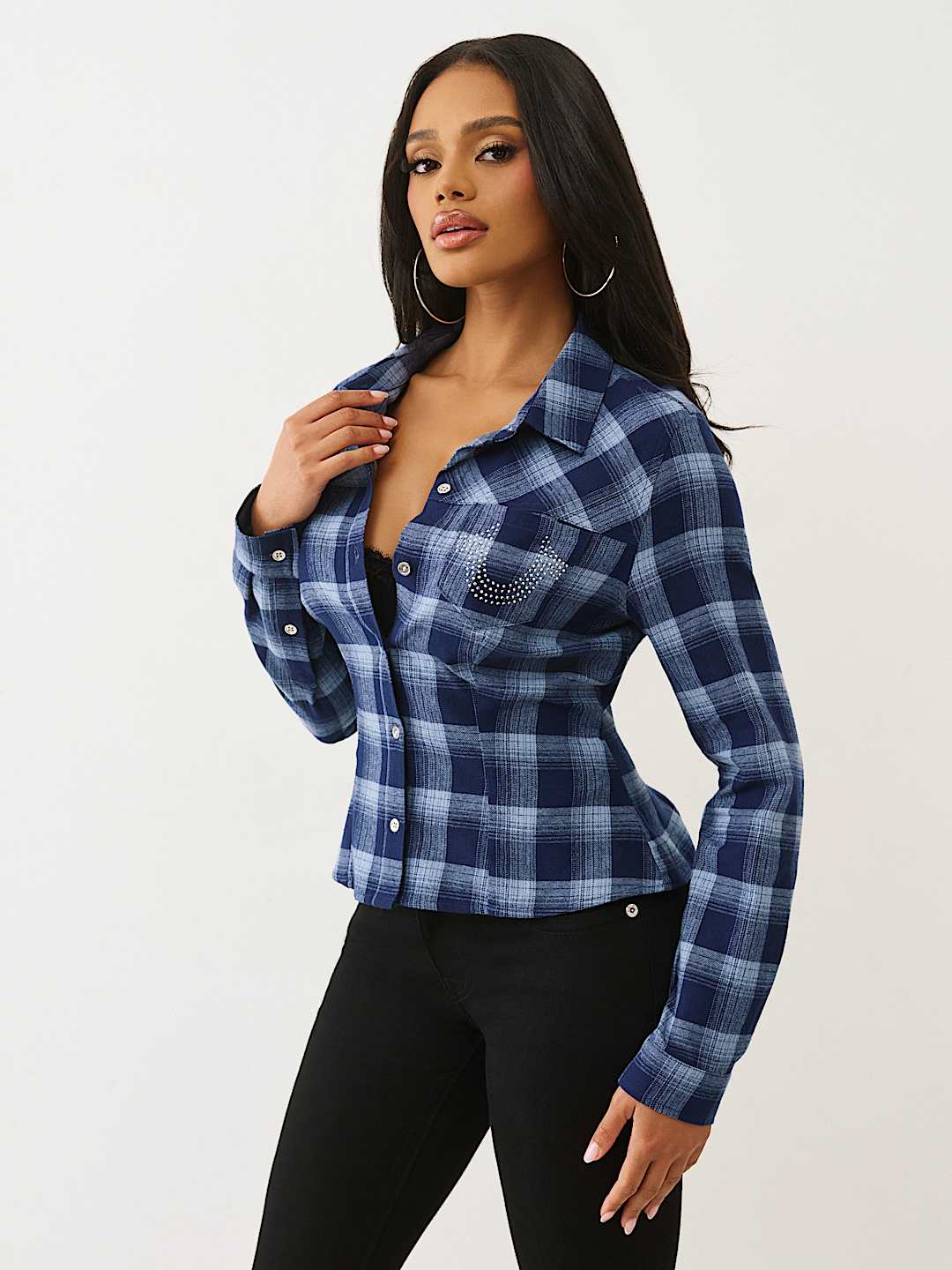 SLIM FIT CRYSTAL HORSESHOE FLANNEL, image 3
