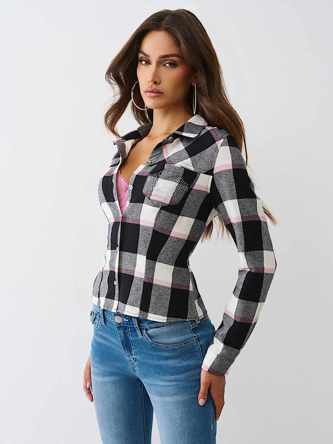 SLIM FIT CRYSTAL HORSESHOE FLANNEL, image 3
