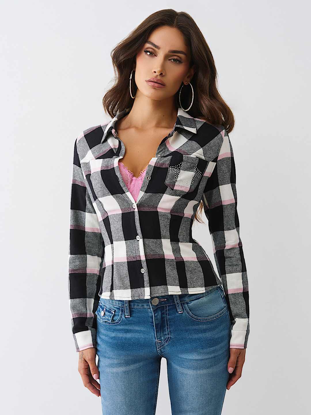 SLIM FIT CRYSTAL HORSESHOE FLANNEL, image 1