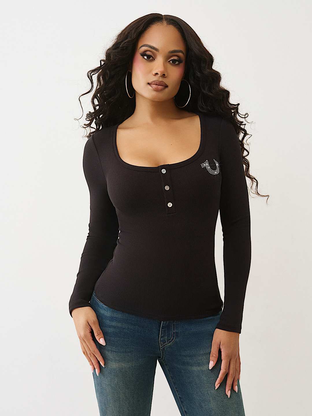 RIBBED LOGO HENLEY, image 3