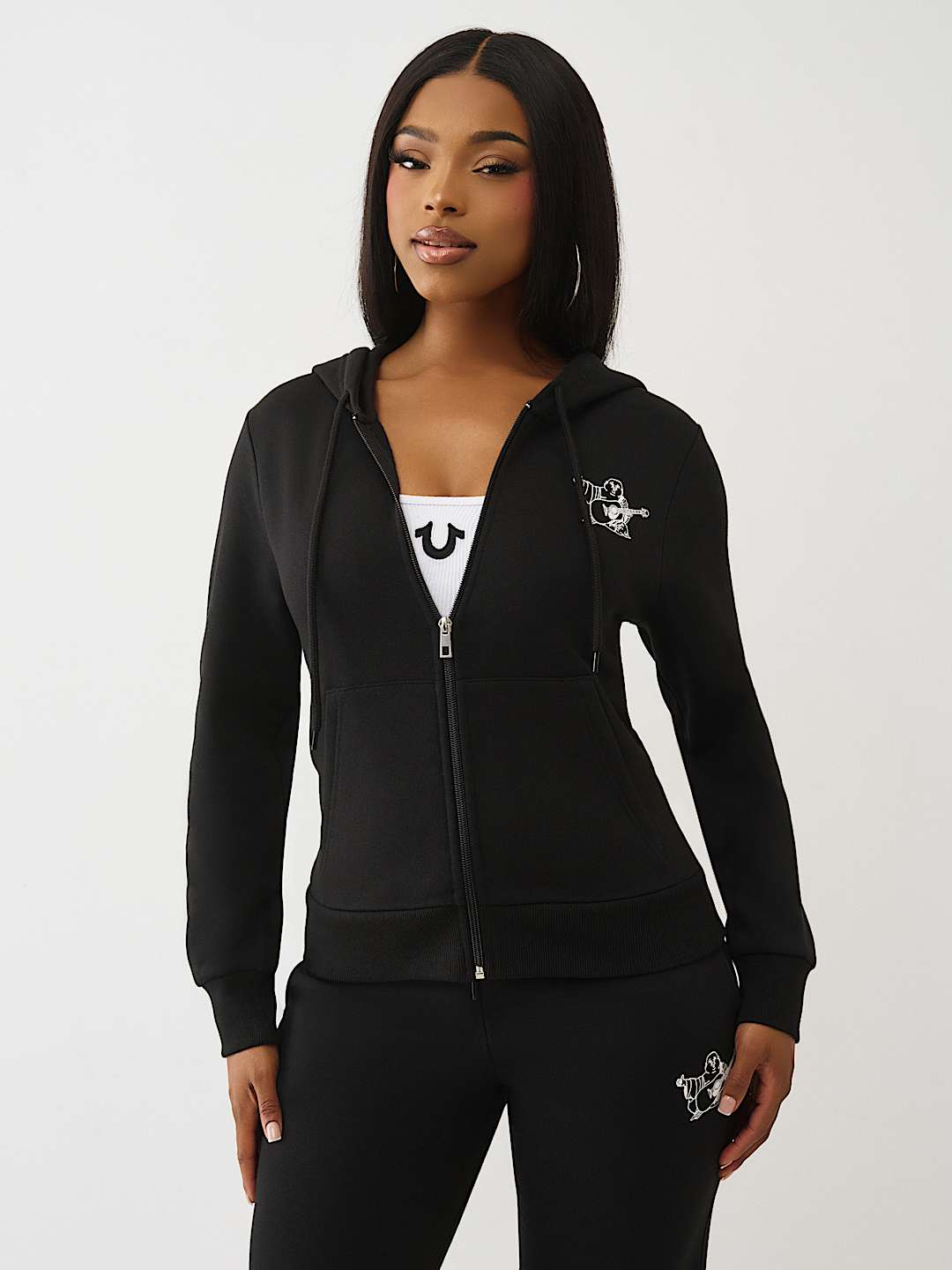 BUTTERFLY CRYSTAL LOGO ZIP HOODIE, image 2