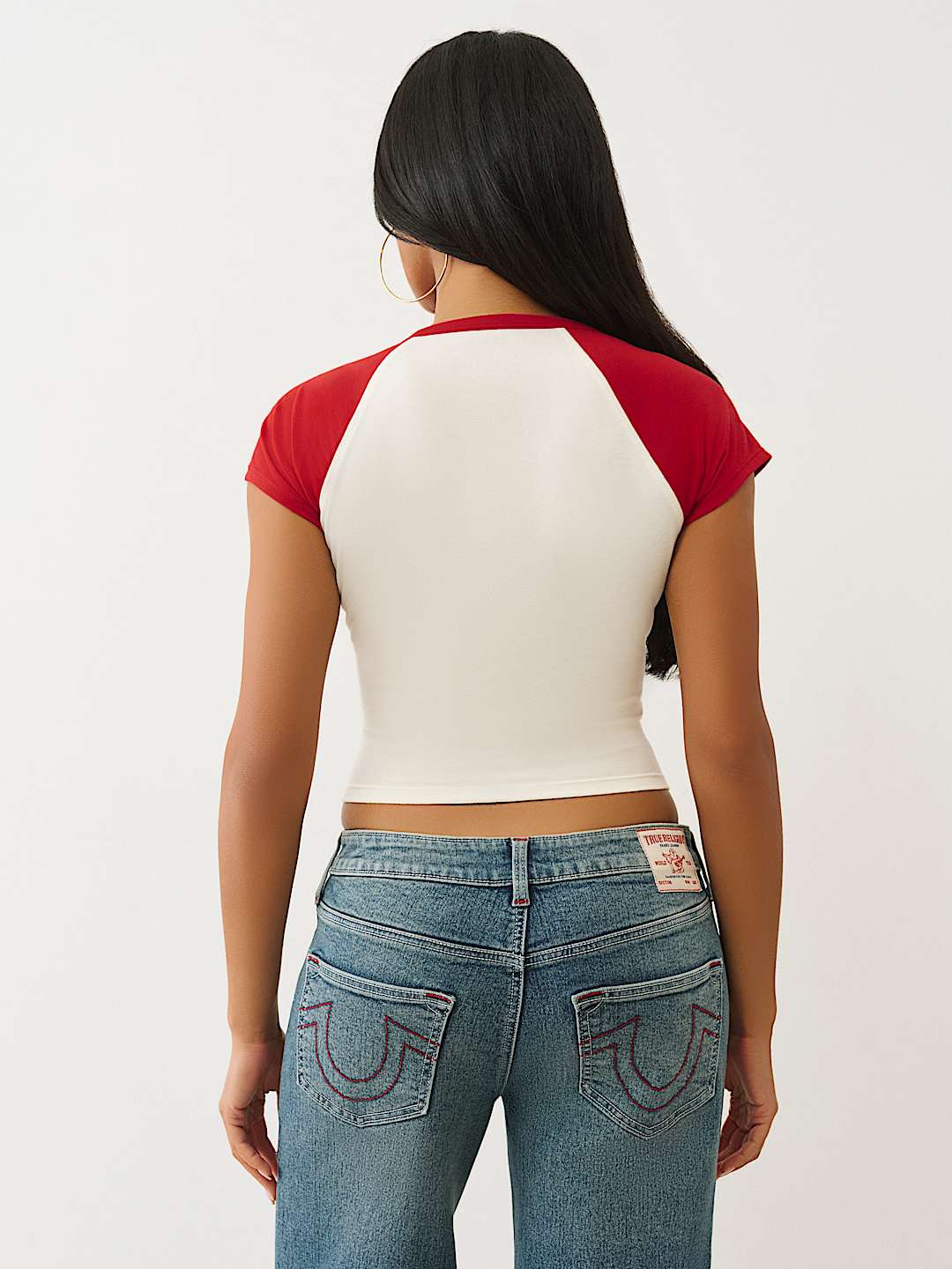 CAMISETA RAGL&Aacute;N CON HERRADURA Y CUELLO EN V, image 5