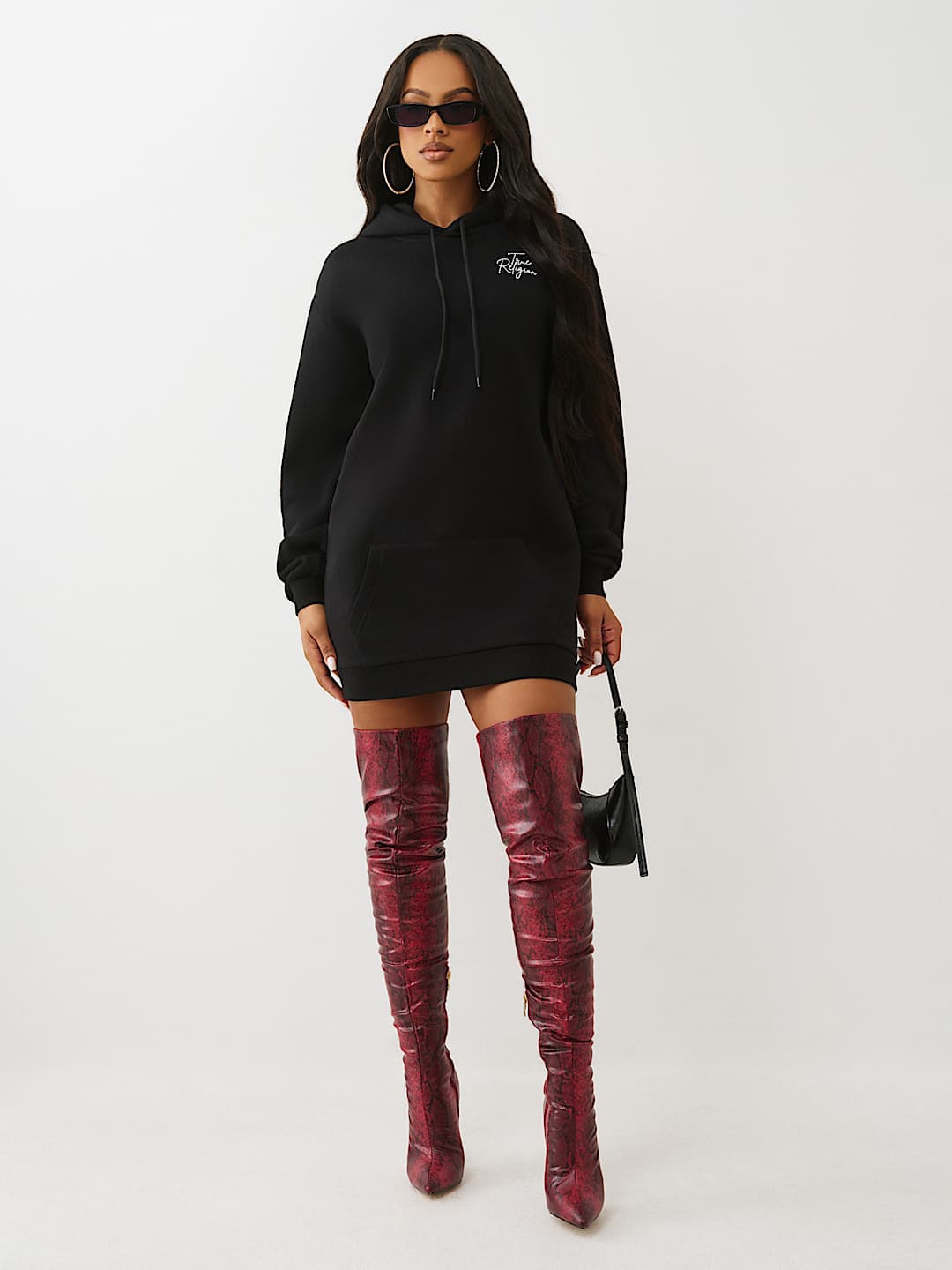 CRYSTAL HORSESHOE SCRIPT HOODIE DRESS, image 3