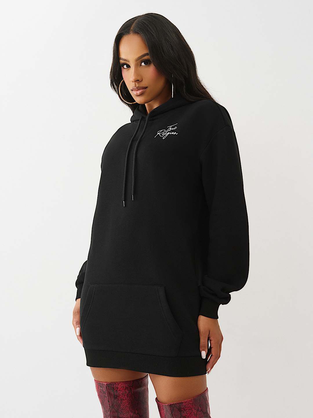 CRYSTAL HORSESHOE SCRIPT HOODIE DRESS, image 5