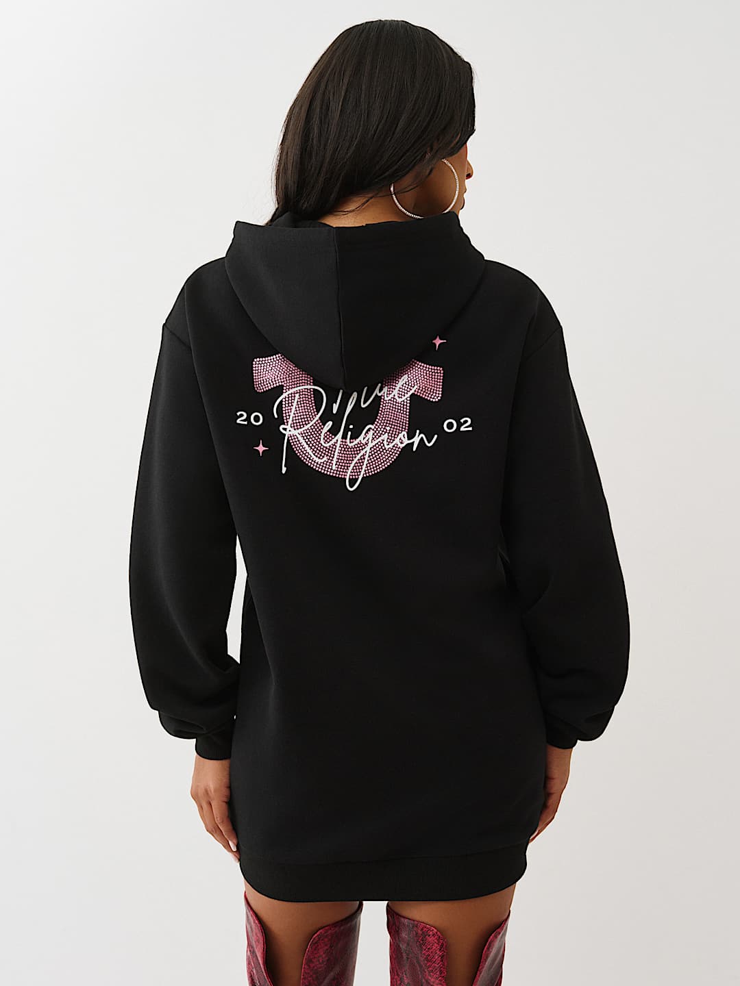 CRYSTAL HORSESHOE SCRIPT HOODIE DRESS, image 7