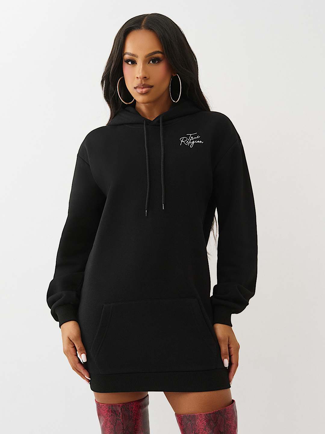 CRYSTAL HORSESHOE SCRIPT HOODIE DRESS, image 1