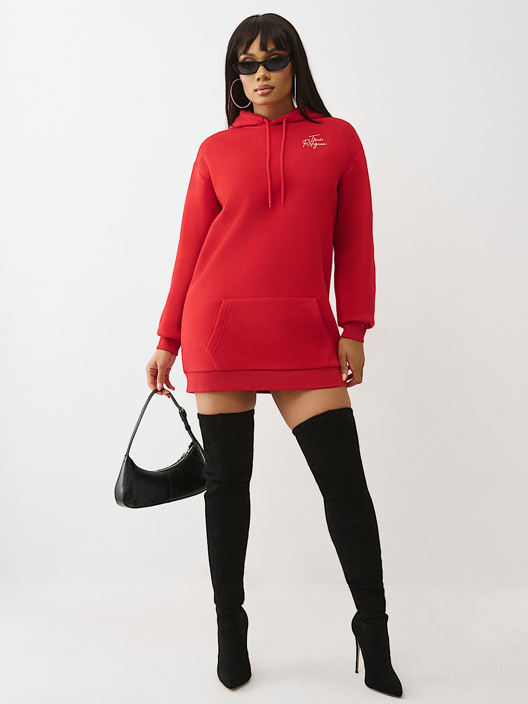 CRYSTAL HORSESHOE SCRIPT HOODIE DRESS, image 3
