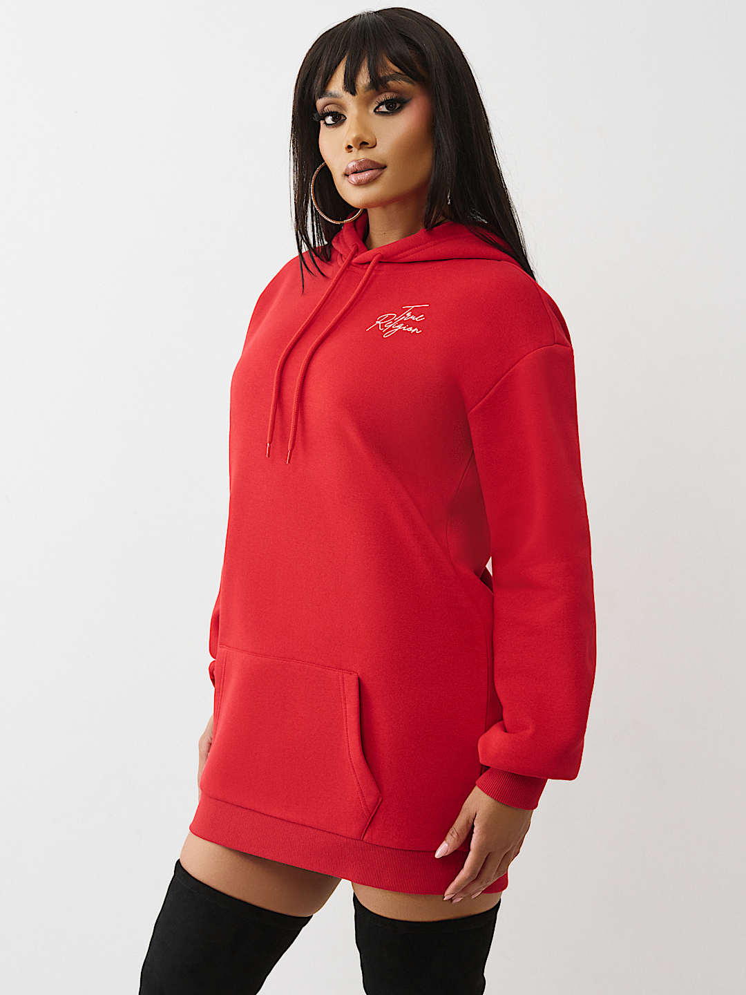 CRYSTAL HORSESHOE SCRIPT HOODIE DRESS, image 4