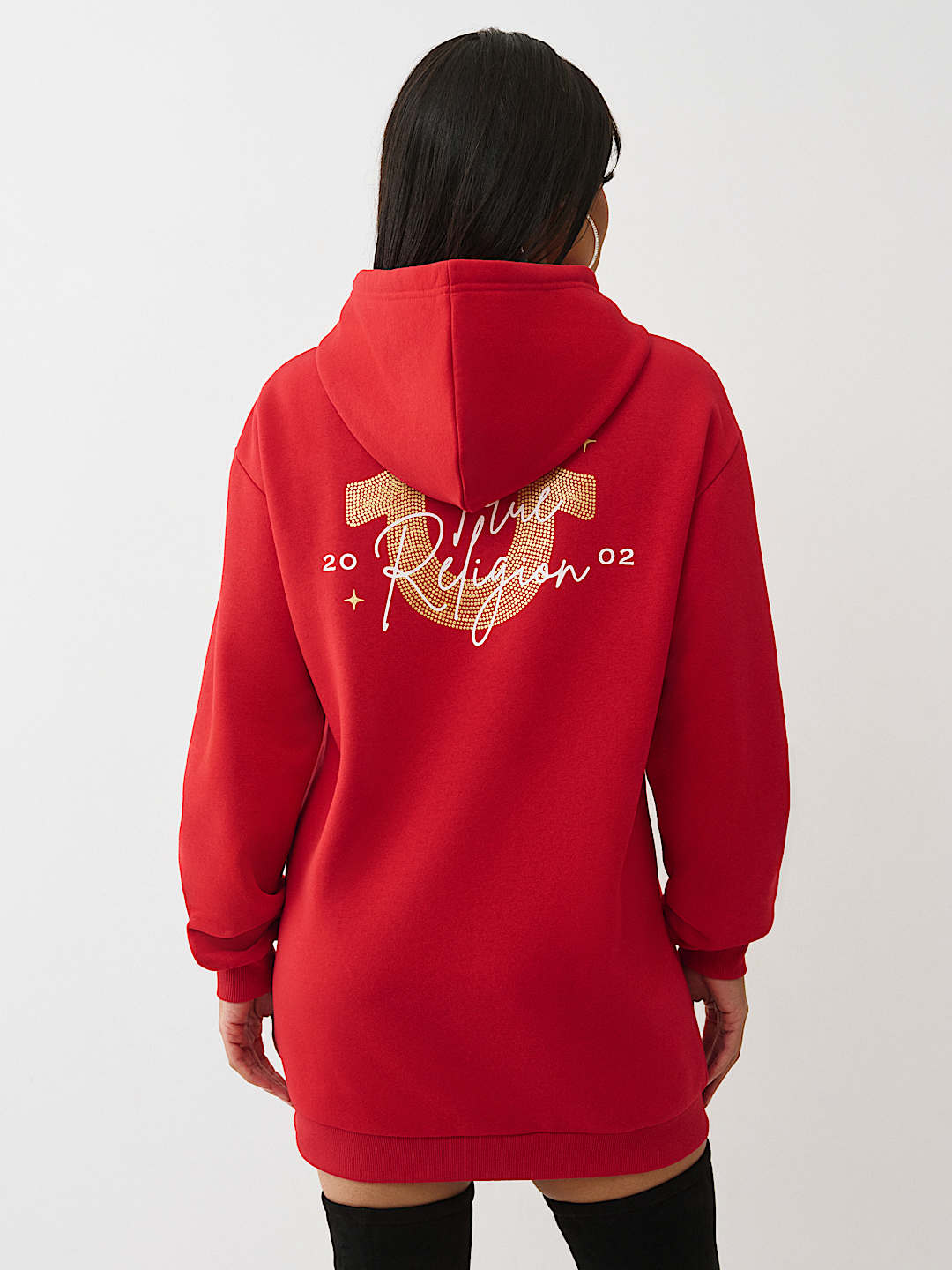 CRYSTAL HORSESHOE SCRIPT HOODIE DRESS, image 5