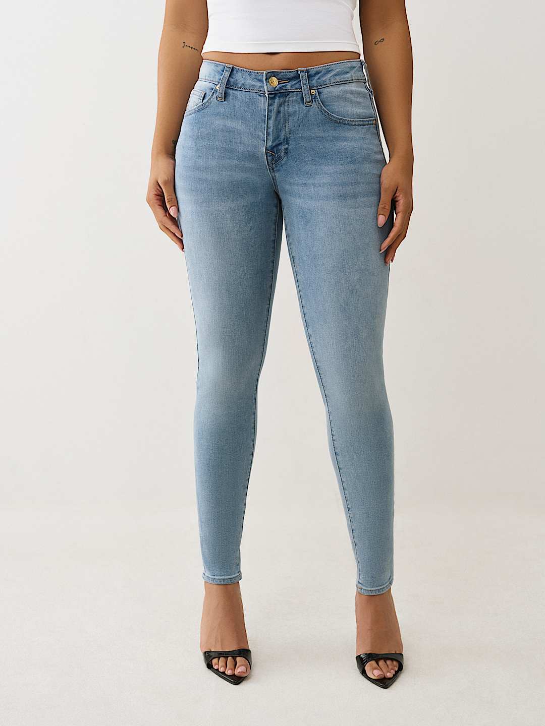 JENNIE MID RISE CRYSTAL CURVY SKINNY JEAN, image 2