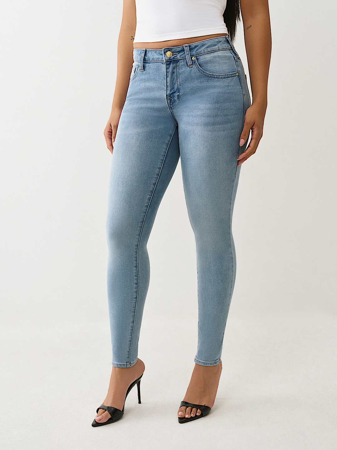 JENNIE MID RISE CRYSTAL CURVY SKINNY JEAN, image 4