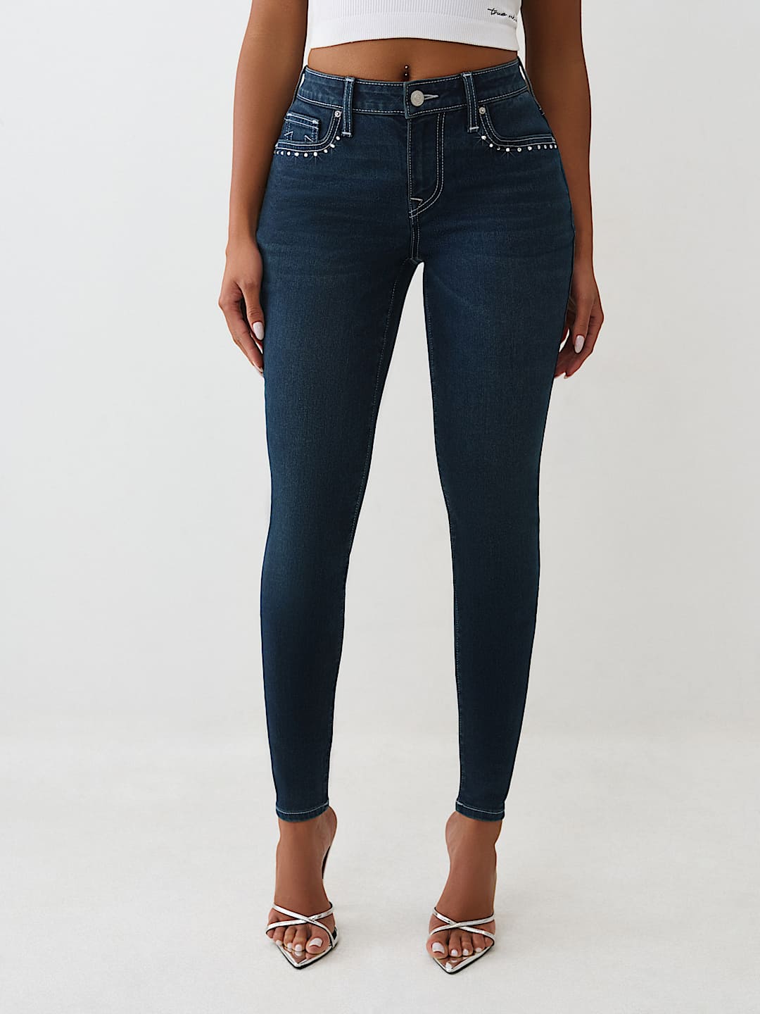 JENNIE MID RISE CRYSTAL CURVY SKINNY JEAN, image 4