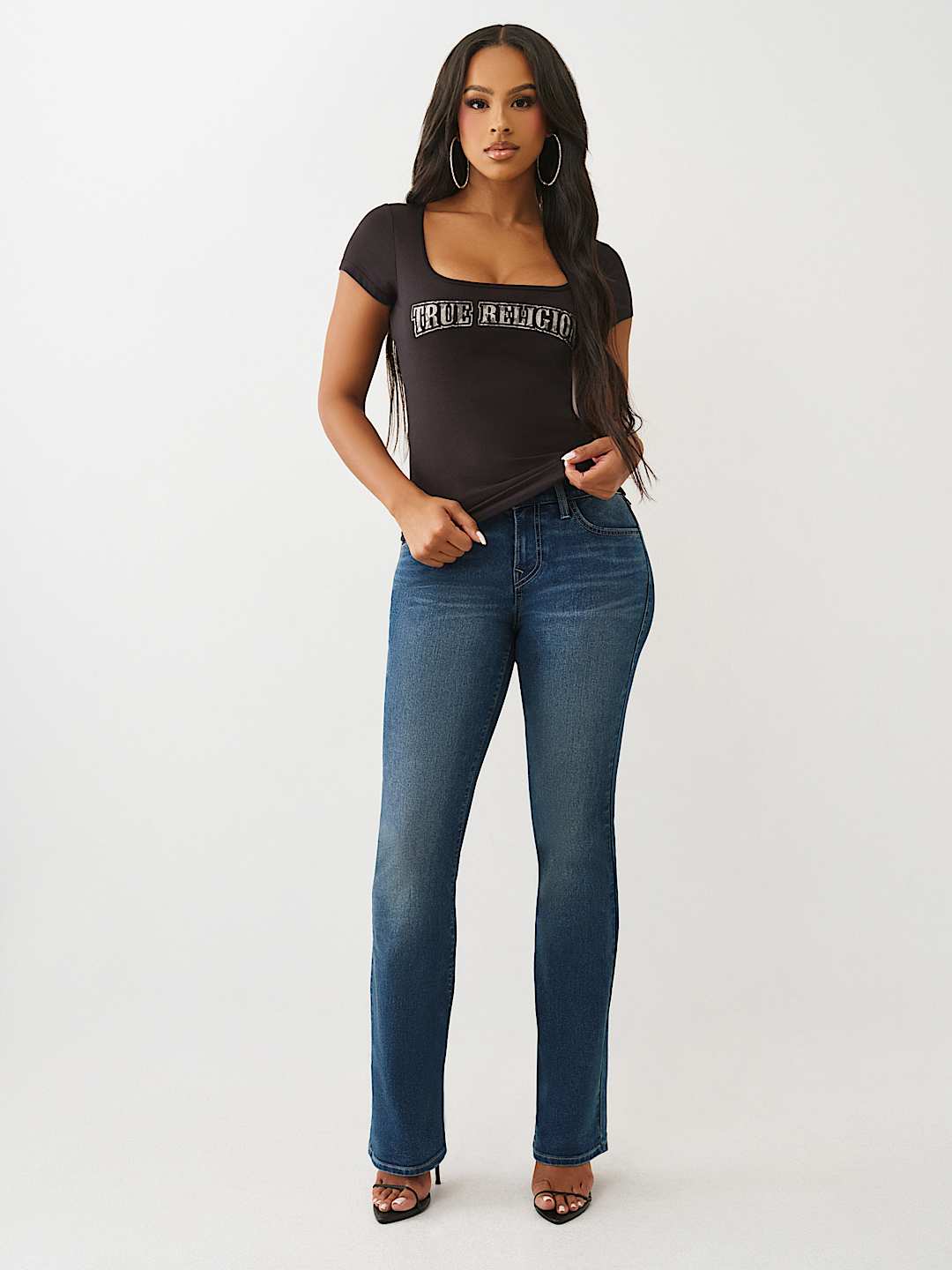 BECCA MID RISE FLAP BOOTCUT JEAN, image 2