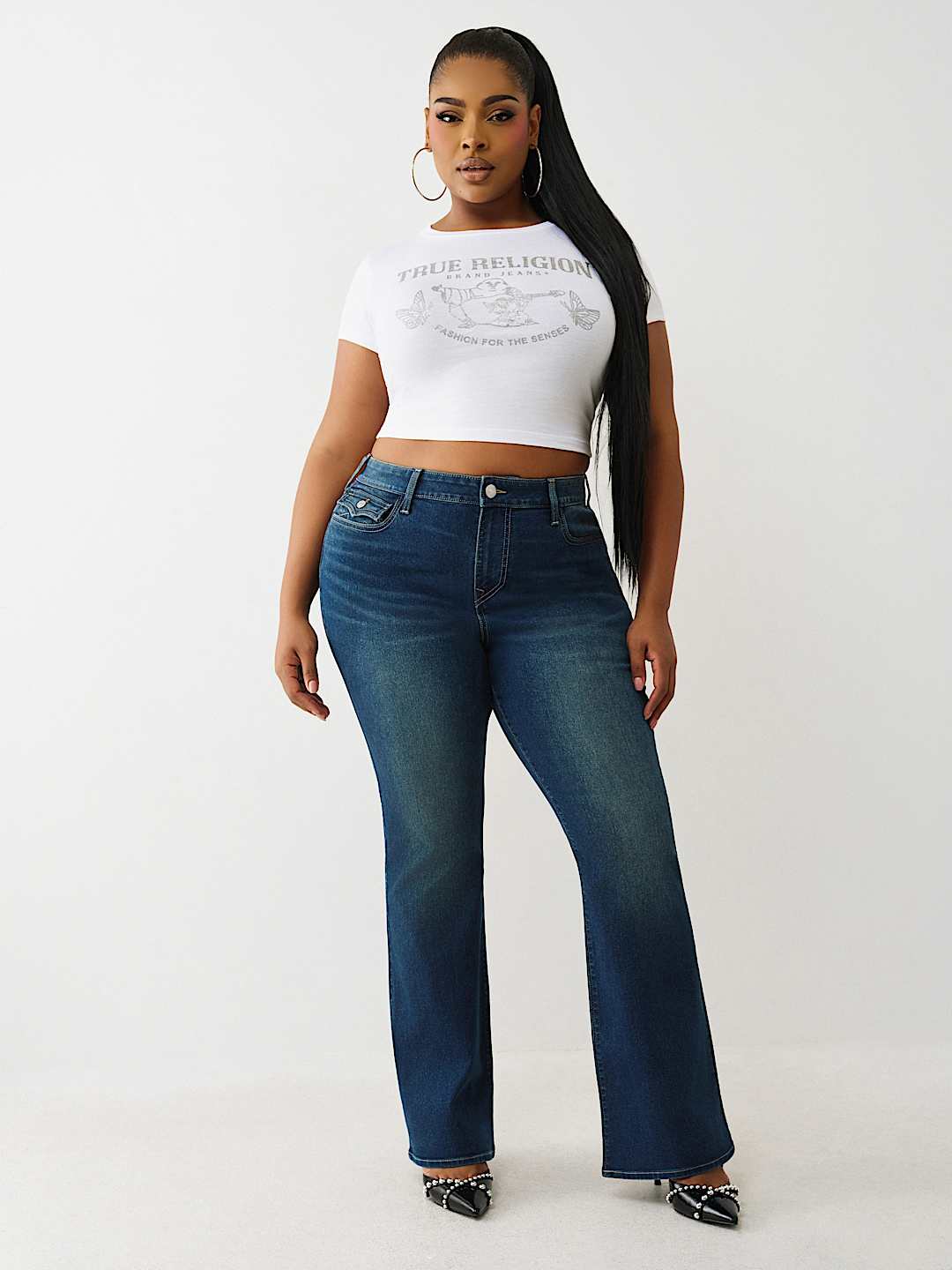 PLUS BECCA MID RISE FLAP BOOTCUT JEAN, image 2