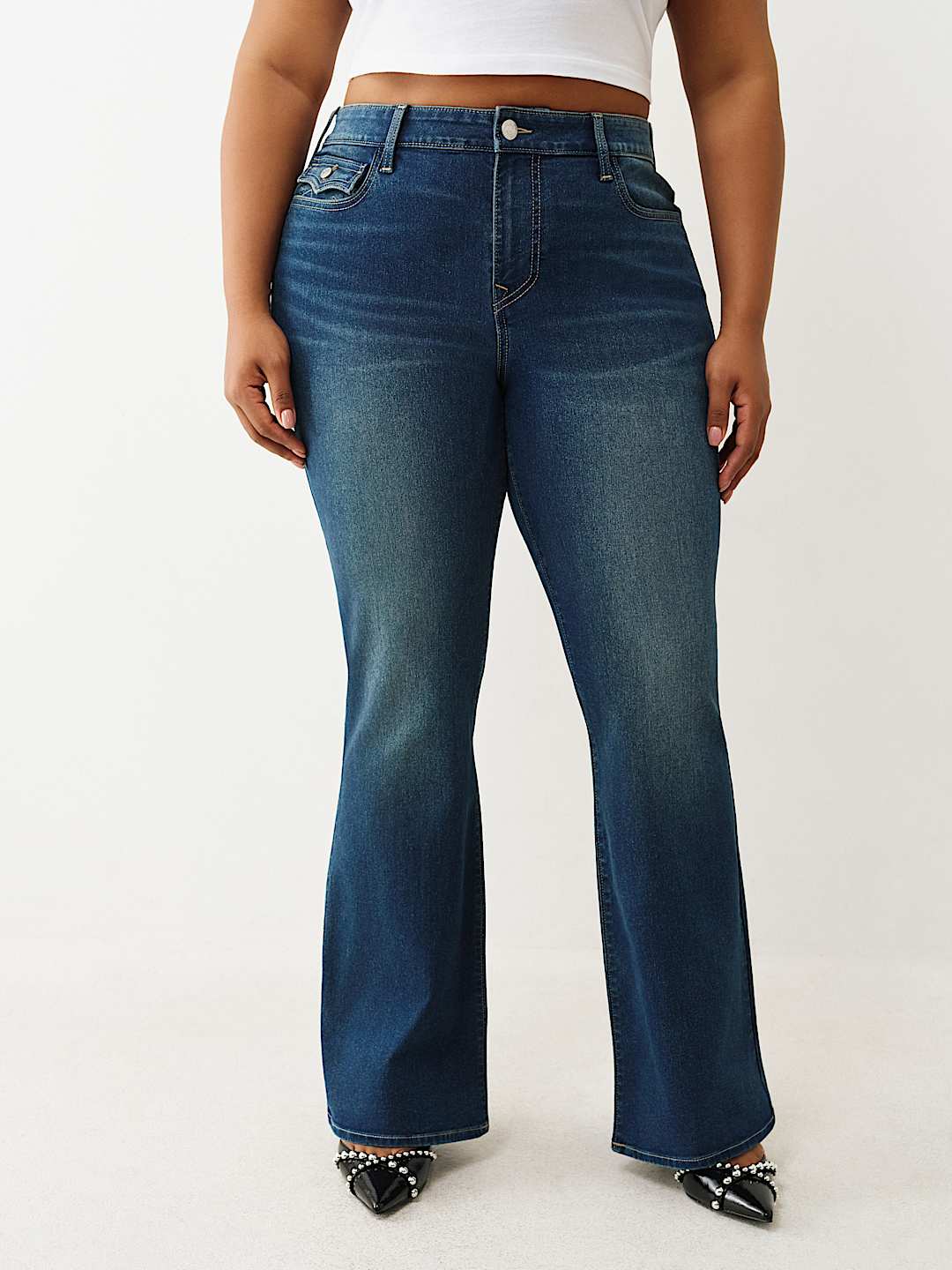PLUS BECCA MID RISE FLAP BOOTCUT JEAN, image 1
