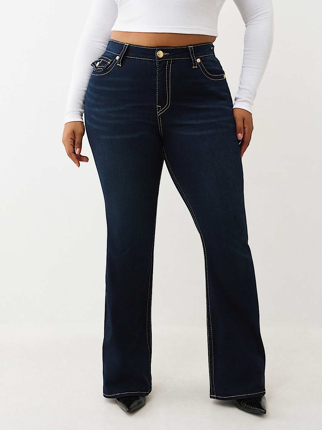 PLUS BECCA MID RISE BIG T BOOTCUT JEAN, image 2