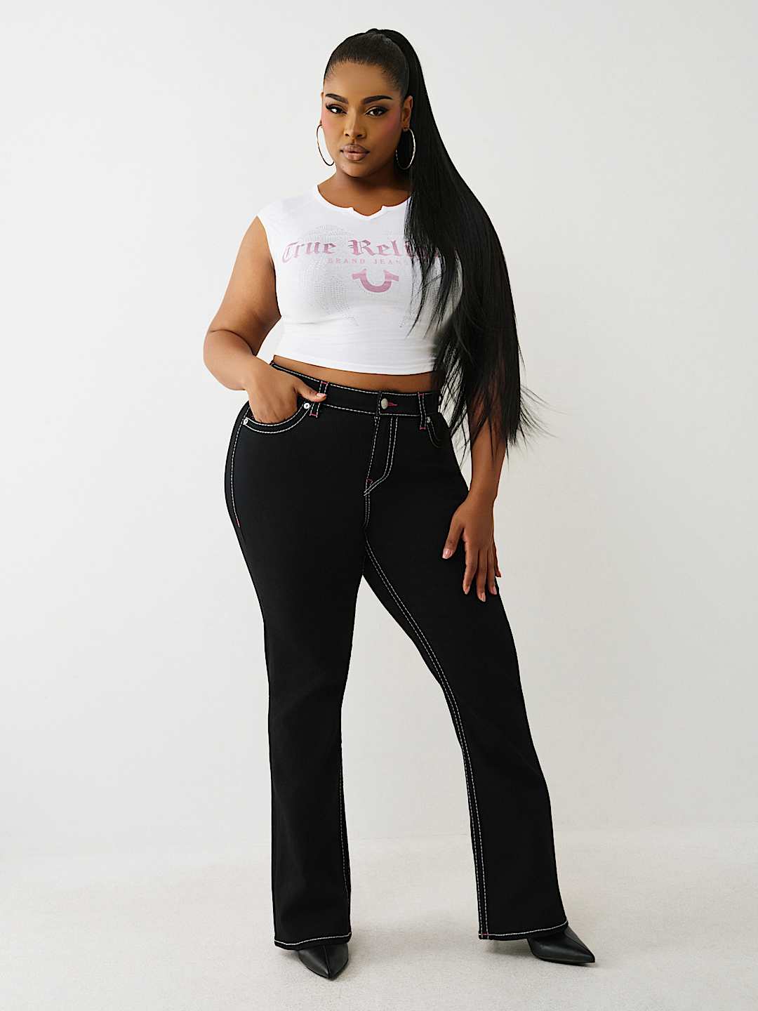 PLUS BECCA MID RISE BIG T&nbsp;BOOTCUT JEAN, image 3