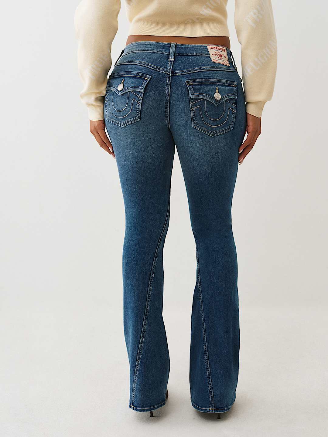JOEY MID RISE FLAP FLARE JEAN - Medium Mistletoe Wash | True Religion
