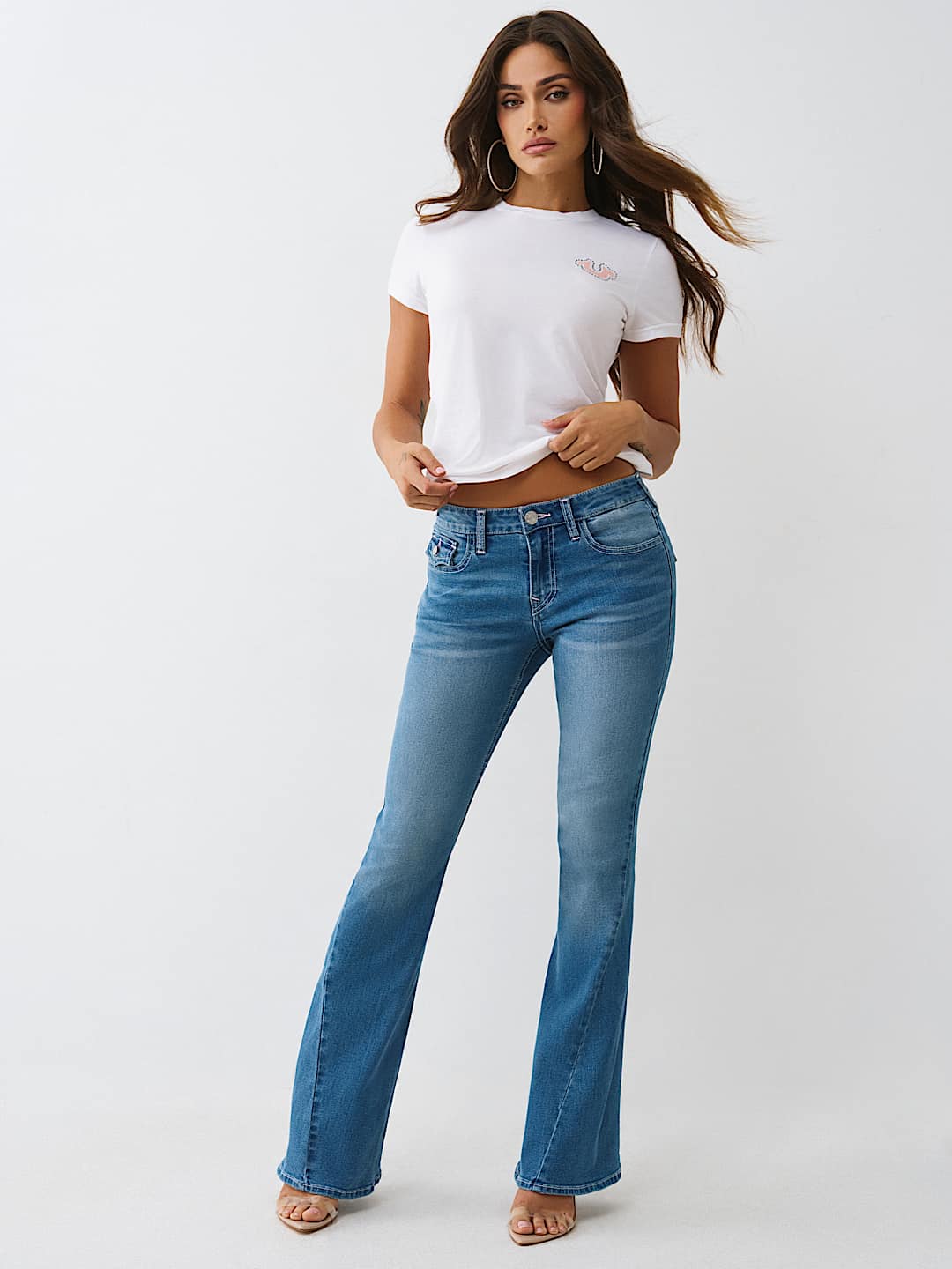 JOEY MID RISE CRYSTAL HORSESHOE FLARE JEAN, image 3