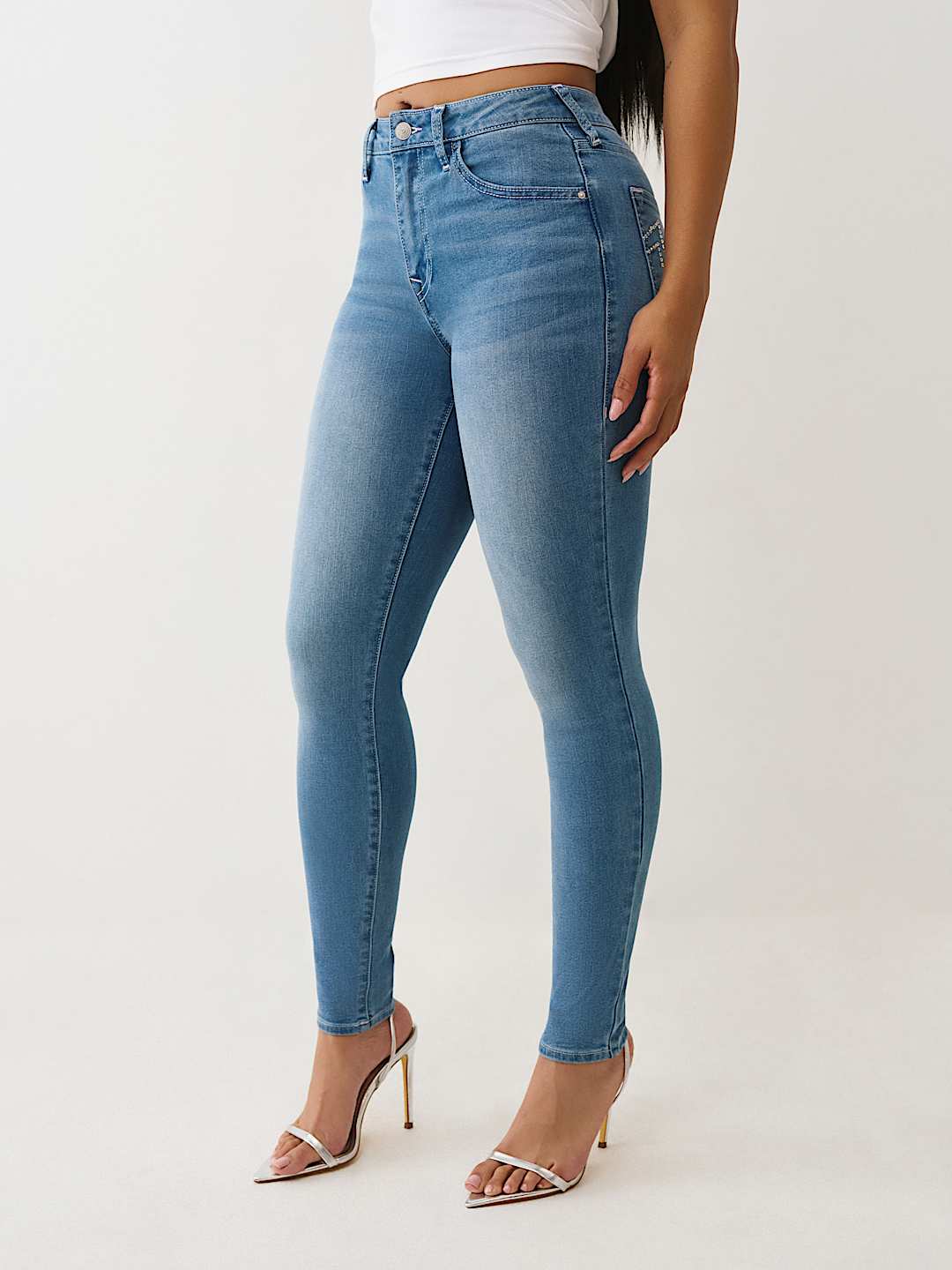 HALLE HIGH RISE CRYSTAL SUPER SKINNY JEAN , image 4