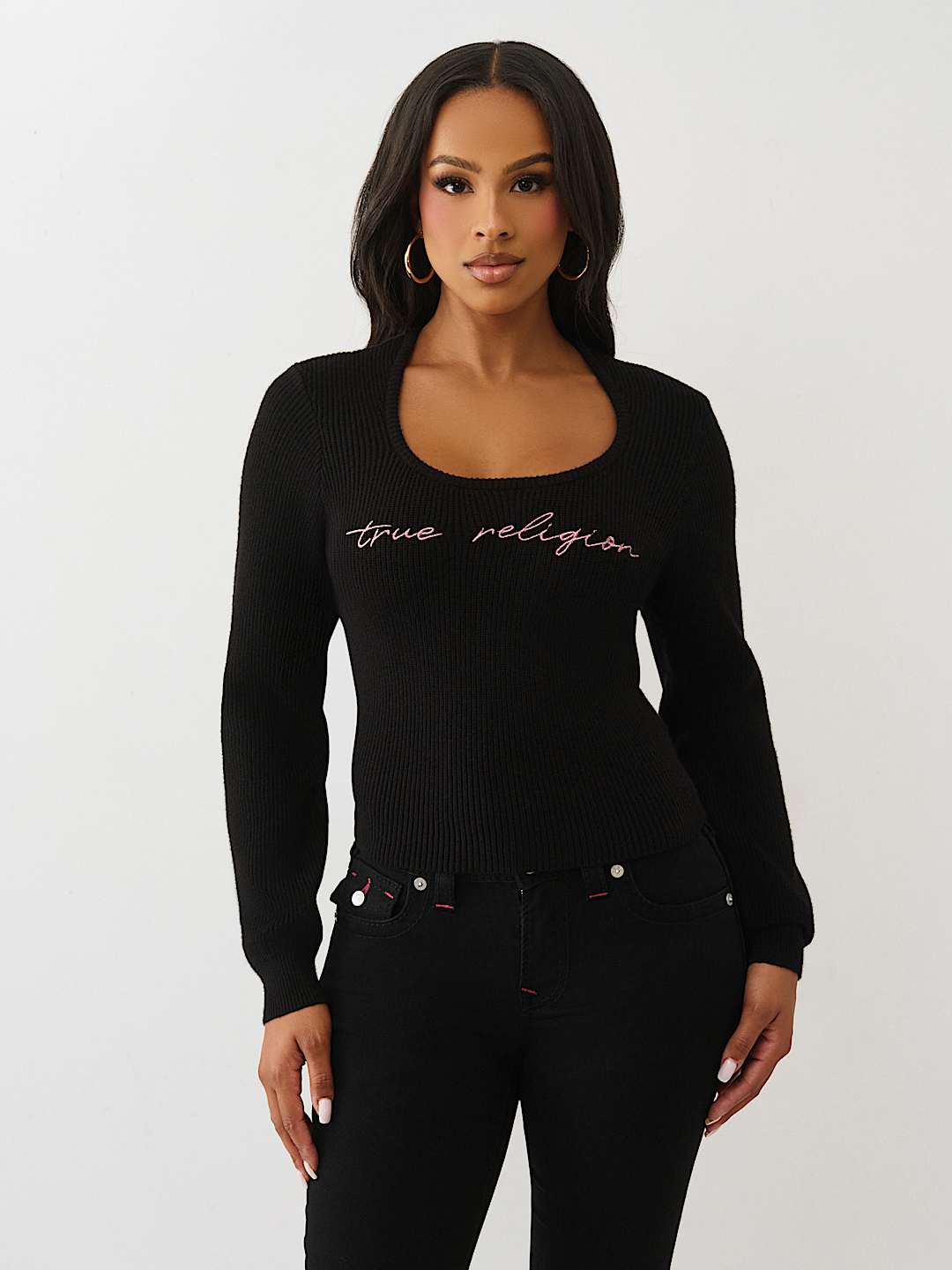 RIBBED SQUARE NECK SWEATER, image 2