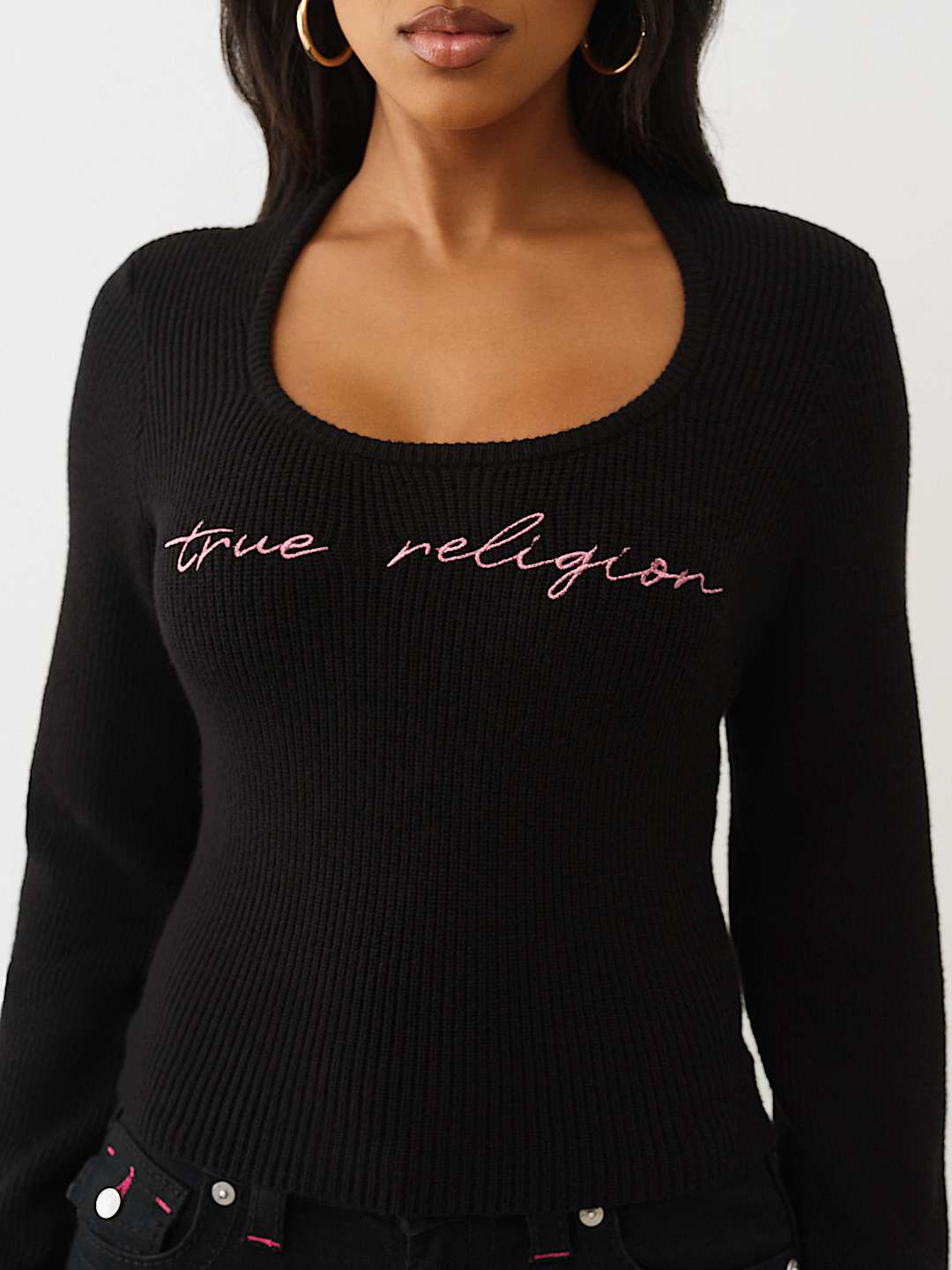 RIBBED SQUARE NECK SWEATER, image 1