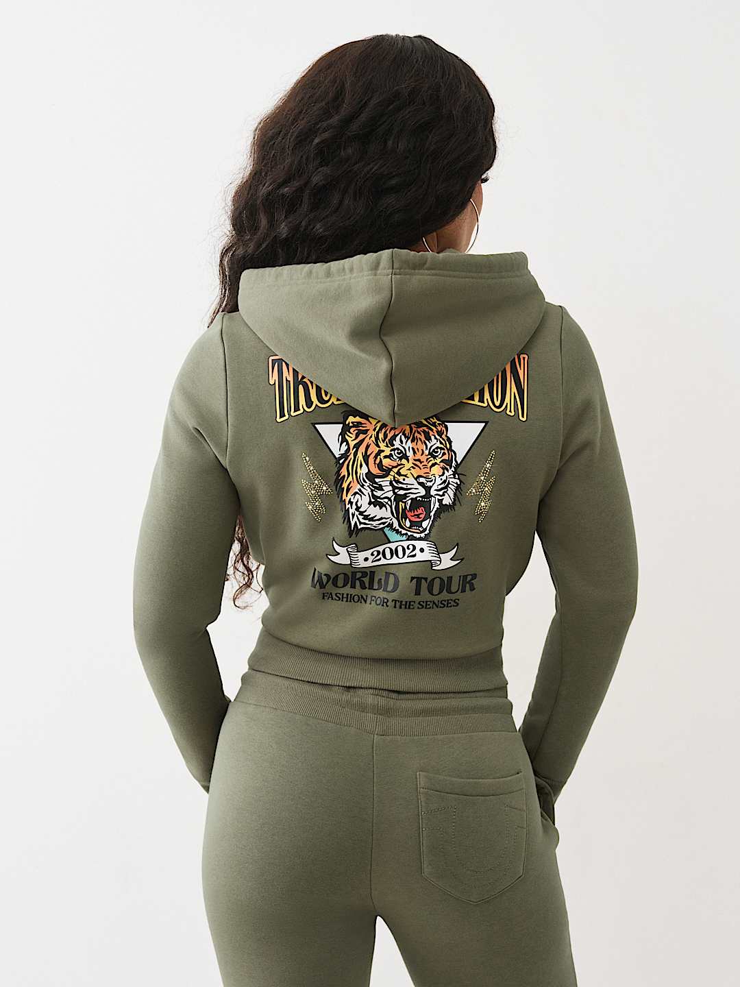 TIGER LOGO SHRUNKEN ZIP HOODIE, image 6