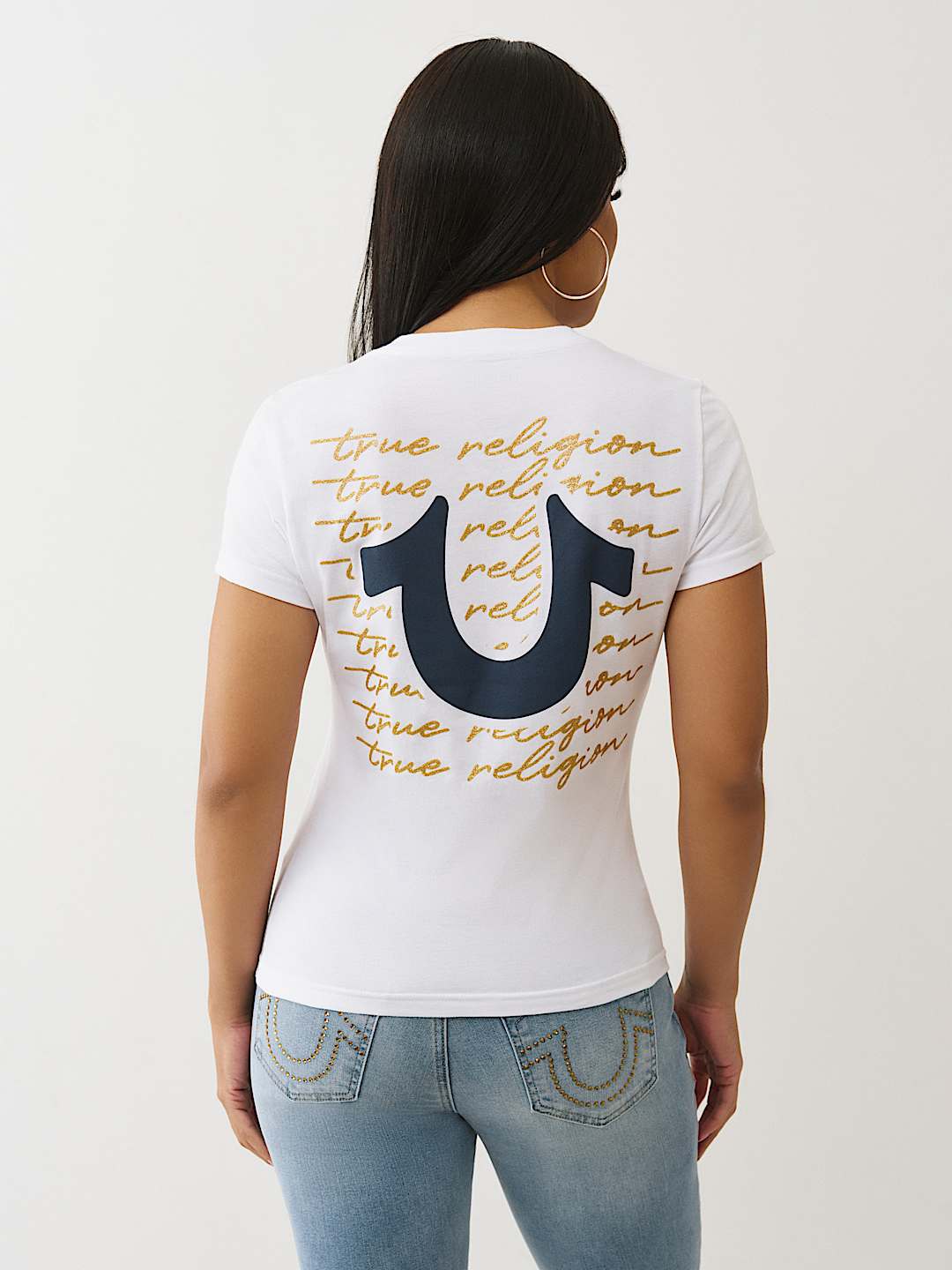 SCRIPT LOGO V NECK TEE, image 5