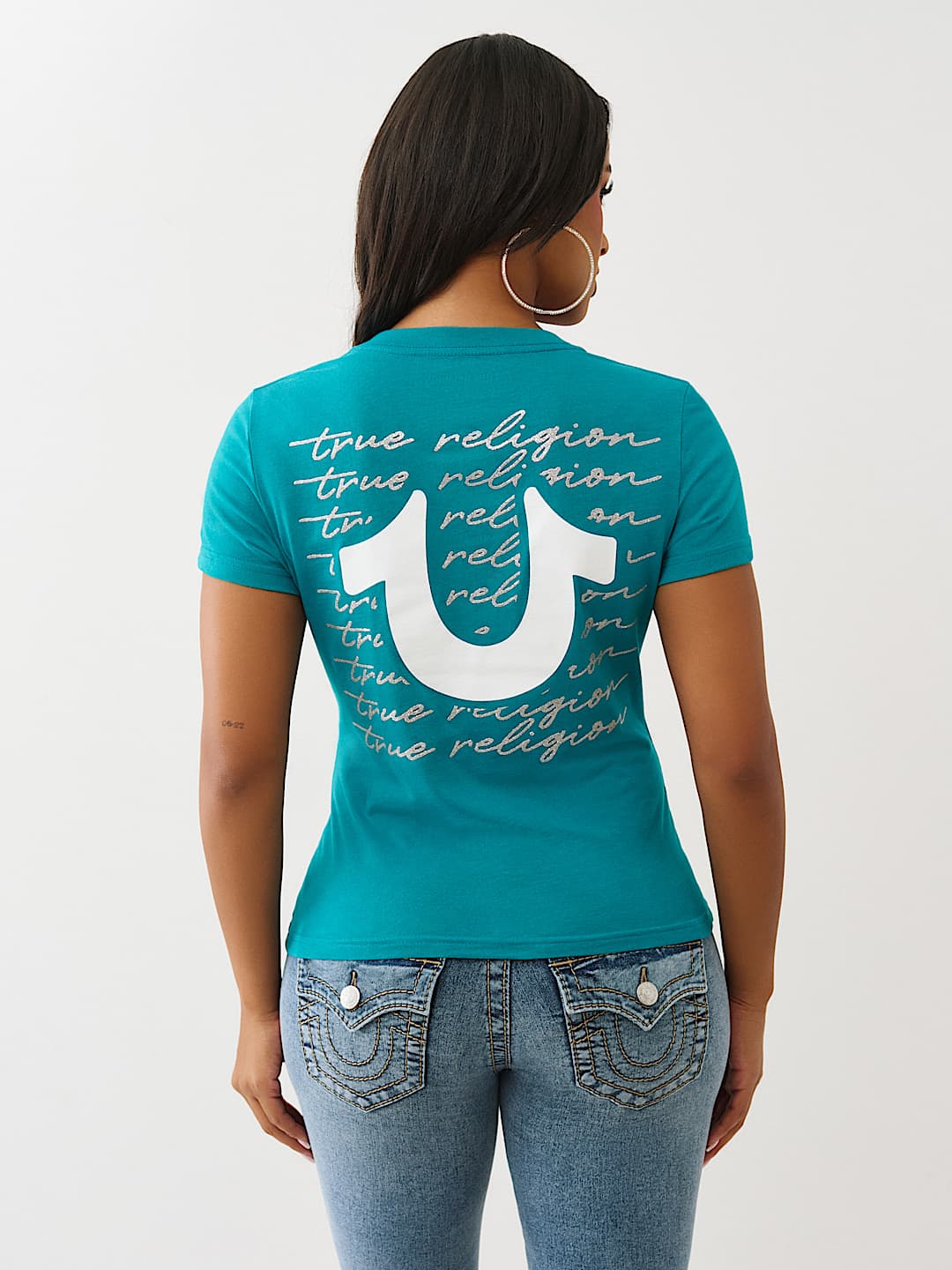 SCRIPT LOGO V NECK TEE, image 5