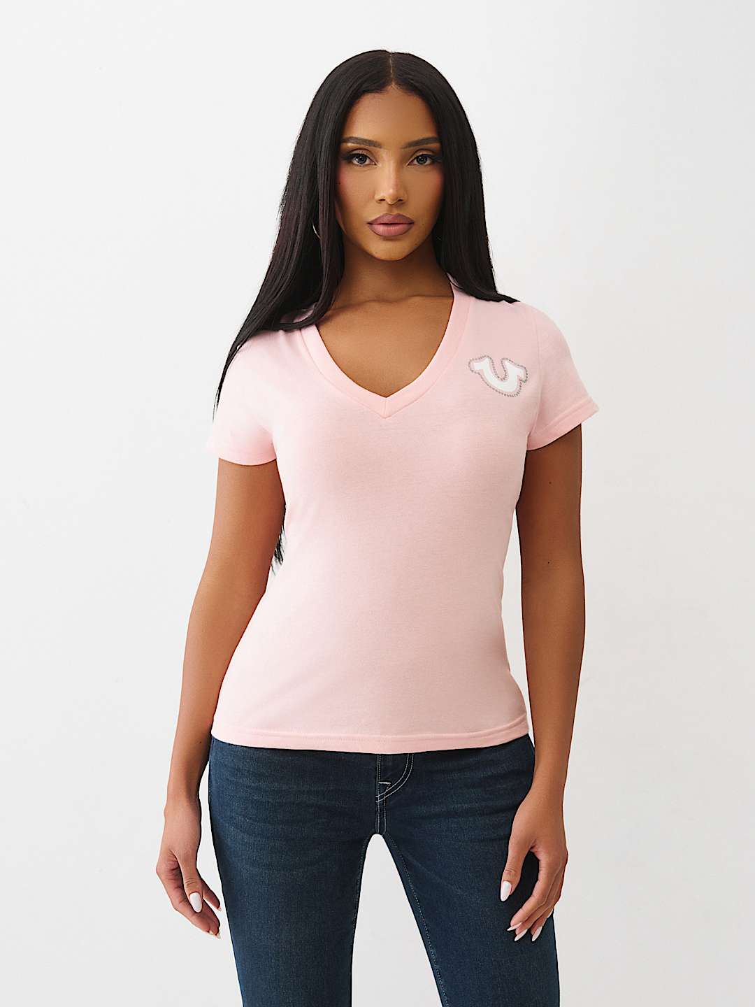 SCRIPT LOGO V NECK TEE, image 2