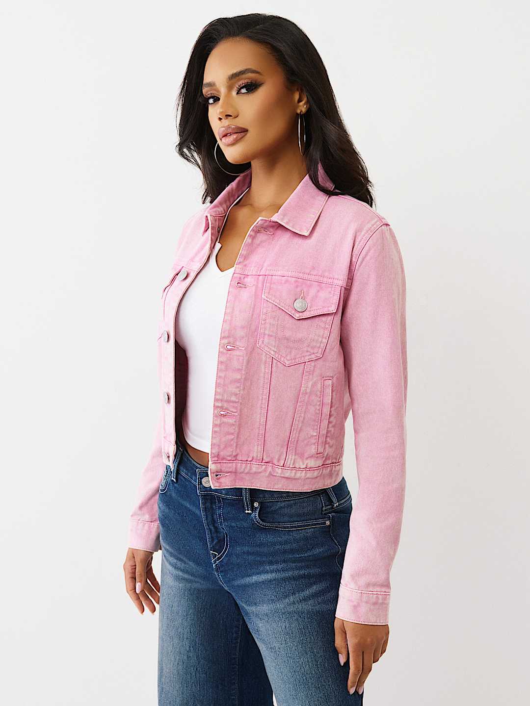 CHAQUETA ESTILO CAMIONERO RECORTADA CON LAVADO A LA PIEDRA, image 3