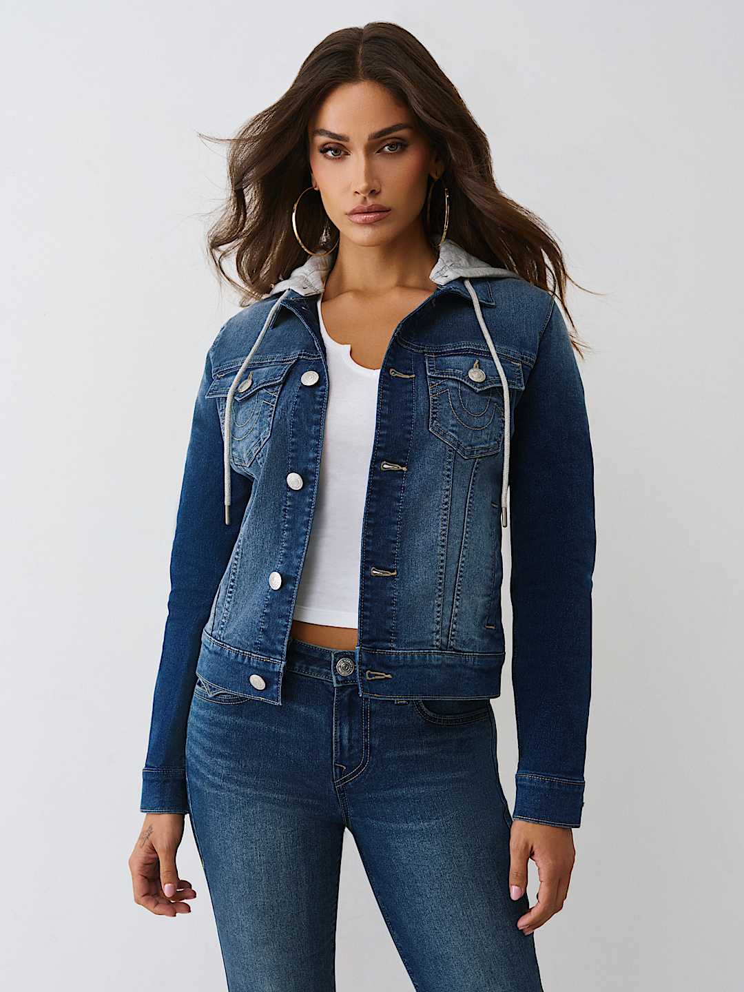 CHAQUETA DE MEZCLILLA CON CAPUCHA, image 1