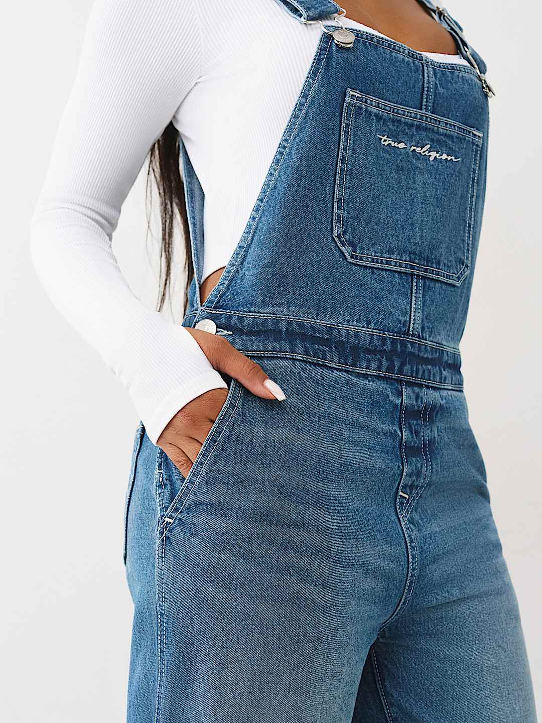 STRAIGHT LEG DENIM OVERALL, image 7
