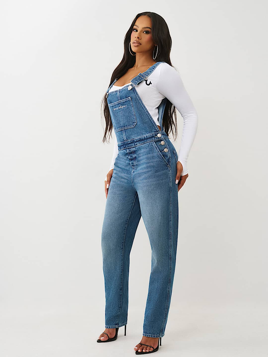STRAIGHT LEG DENIM OVERALL, image 1