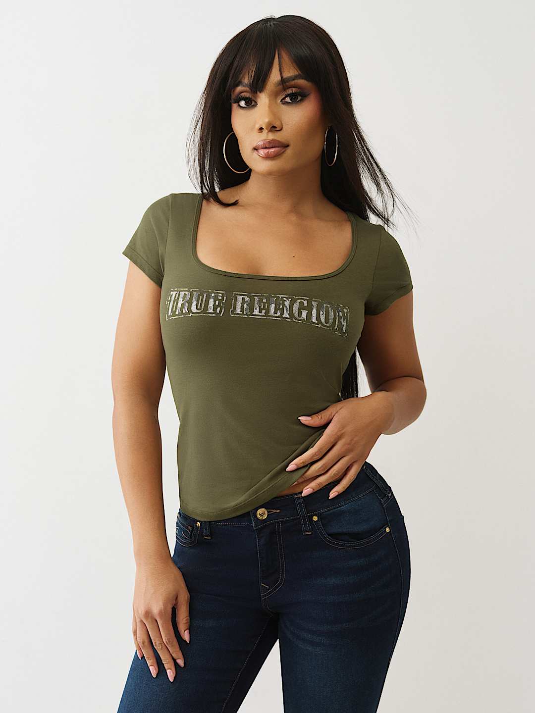 CAMO LOGO SQUARE NECK TOP, image 2