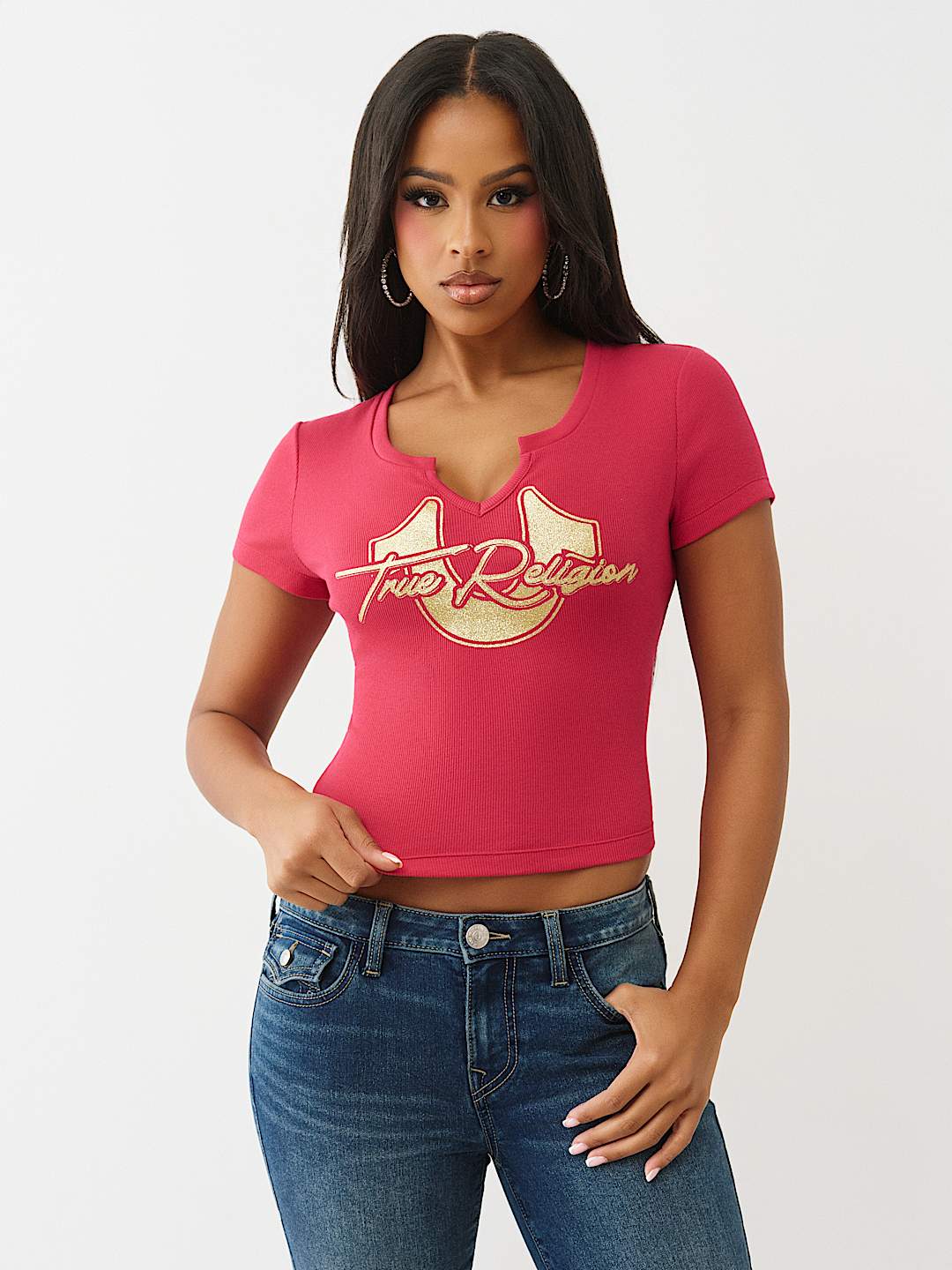 GLITTER HORSESHOE NOTCH BABY TEE, image 2