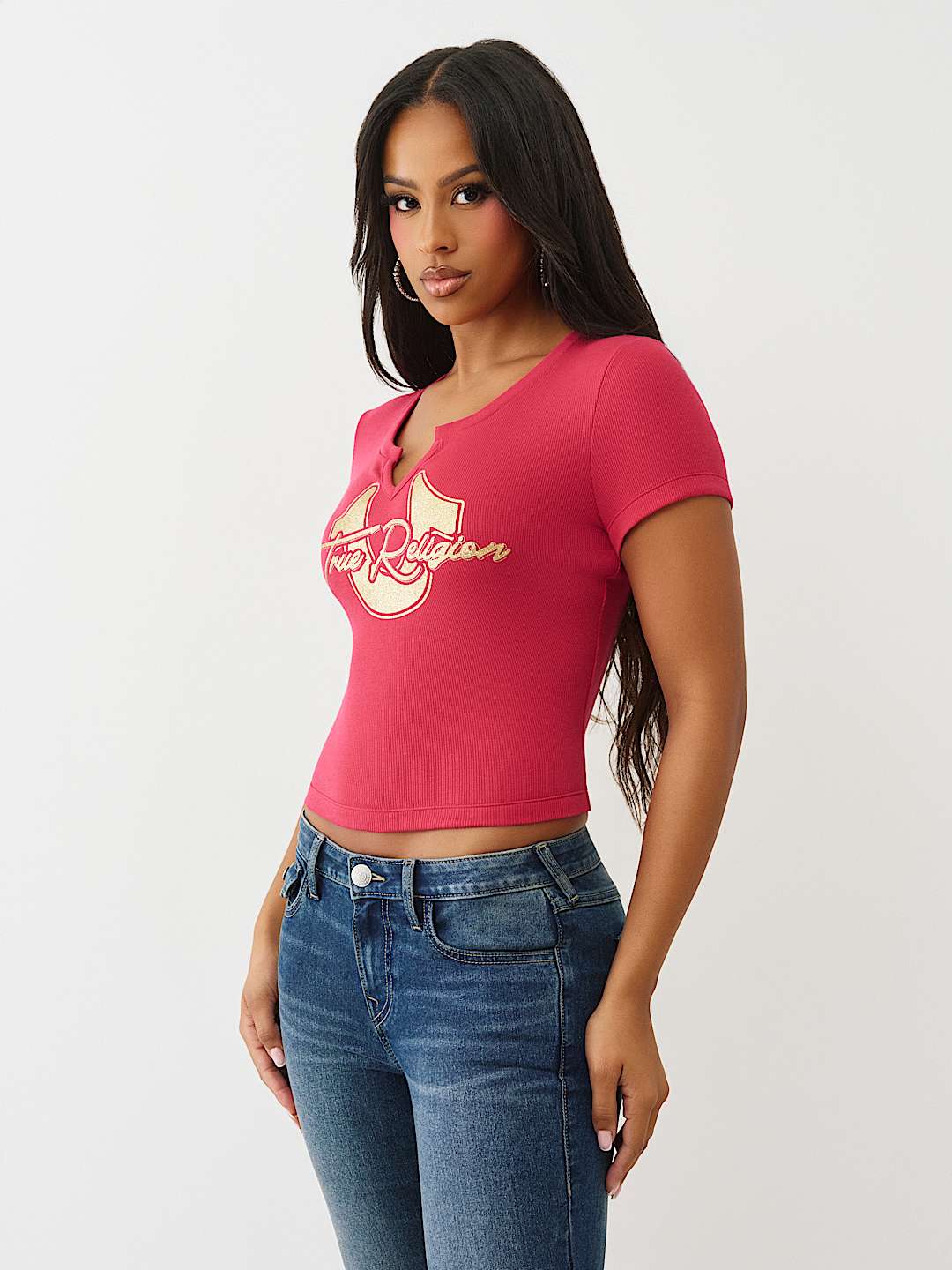 GLITTER HORSESHOE NOTCH BABY TEE, image 4
