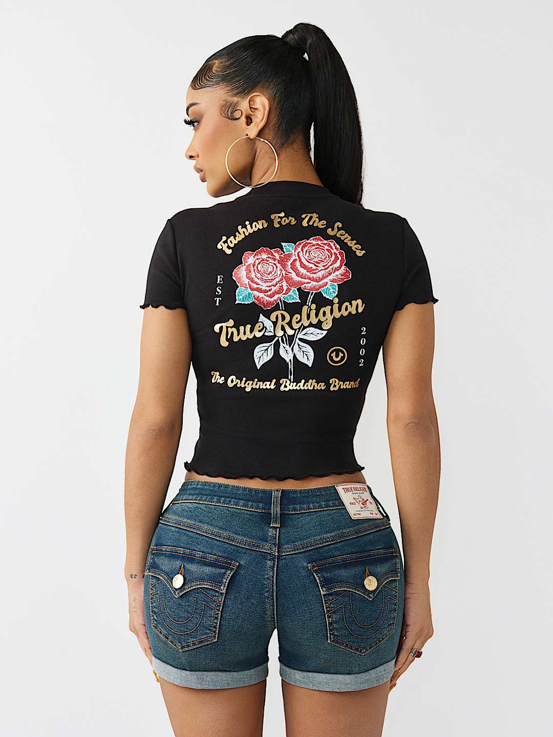 ROSE LOGO LETTUCE HEM RIBBED BABY TEE , image 6