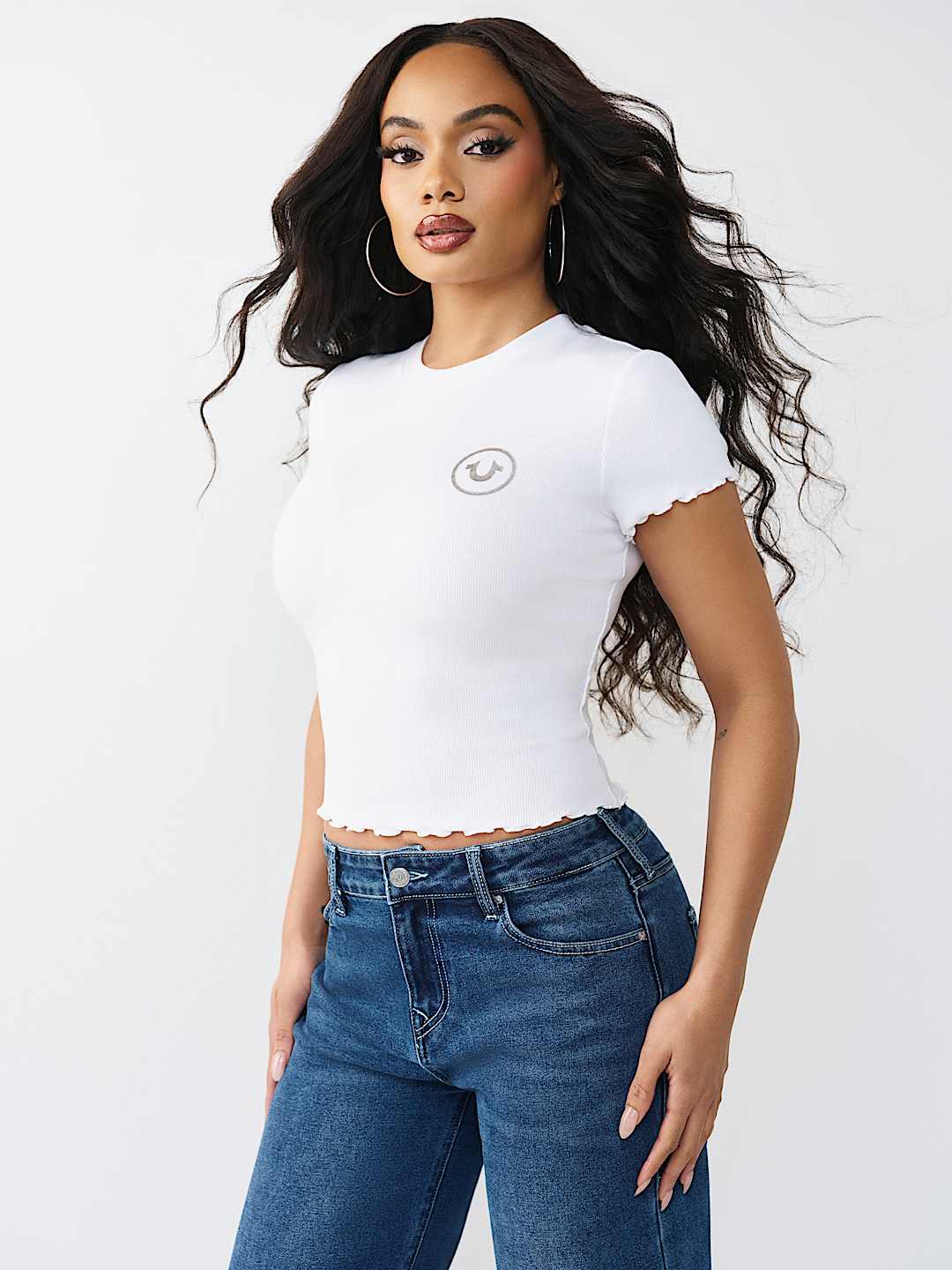 ROSE LOGO LETTUCE HEM RIBBED BABY TEE , image 4