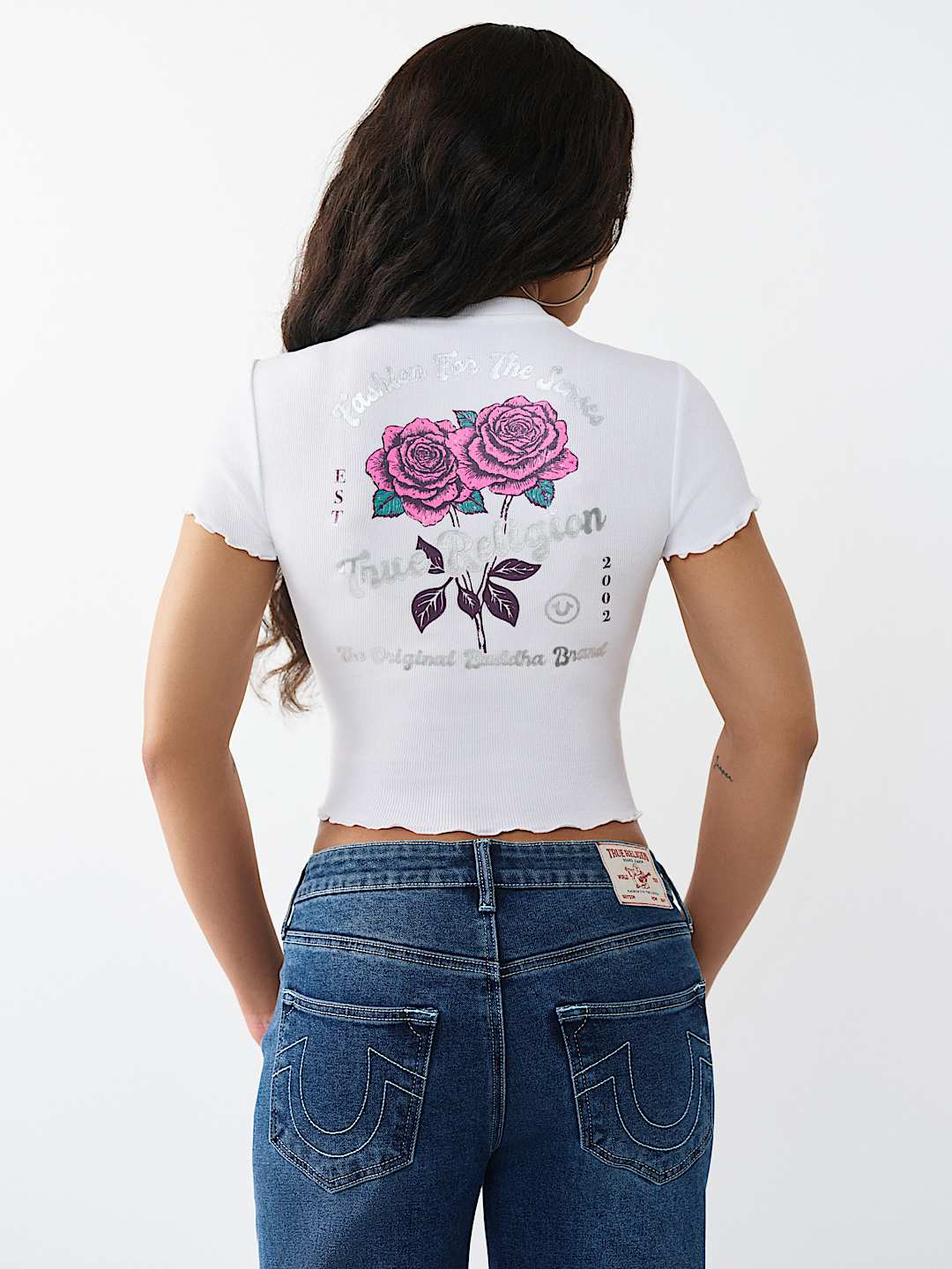 ROSE LOGO LETTUCE HEM RIBBED BABY TEE , image 6