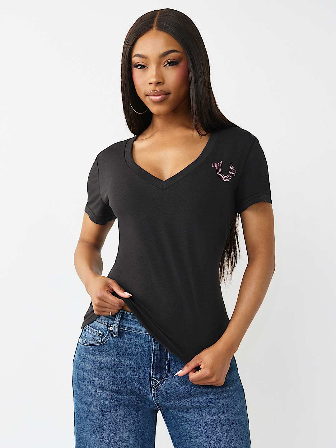 BUTTERFLY LOGO V-NECK TEE, image 2