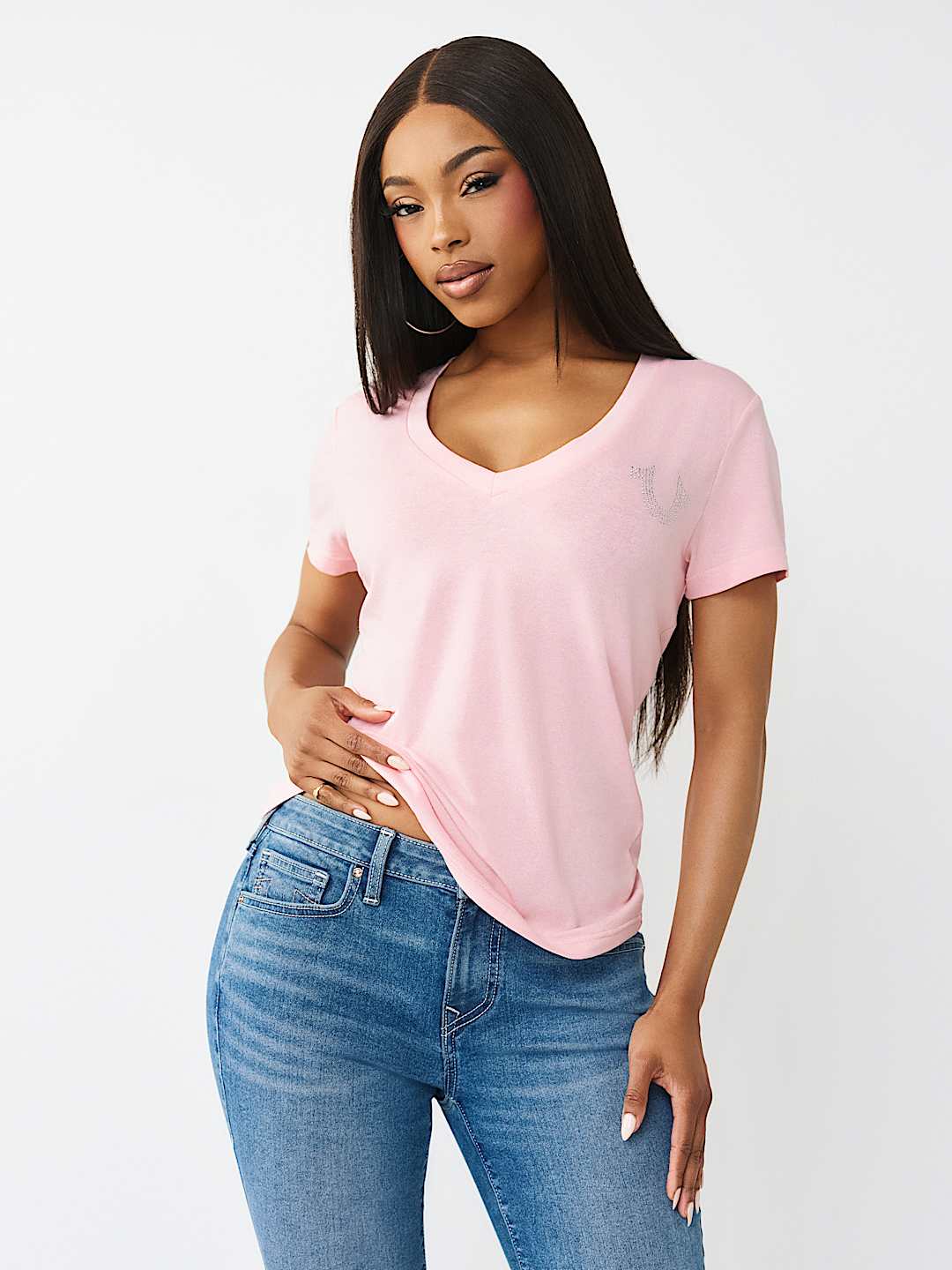 BUTTERFLY LOGO V-NECK TEE, image 2