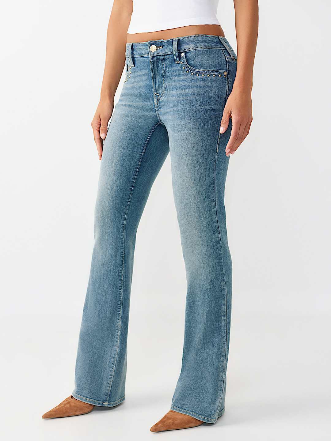 BECCA MID RISE STUDDED BOOTCUT JEAN, image 4