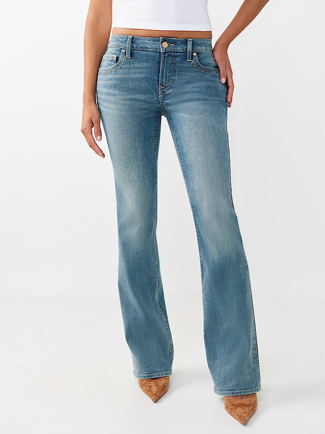 BECCA MID RISE STUDDED BOOTCUT JEAN, image 5