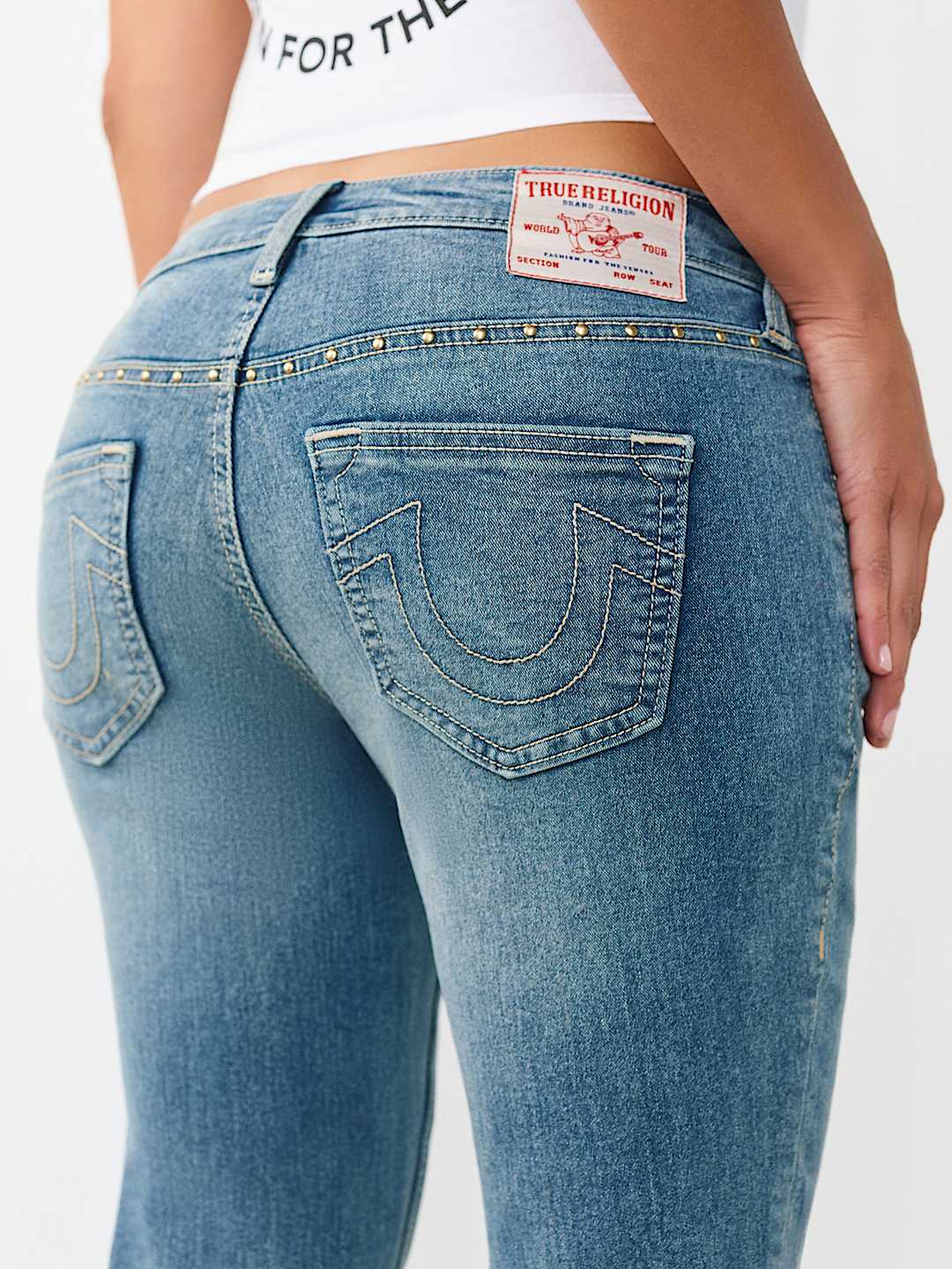 BECCA MID RISE STUDDED BOOTCUT JEAN, image 1