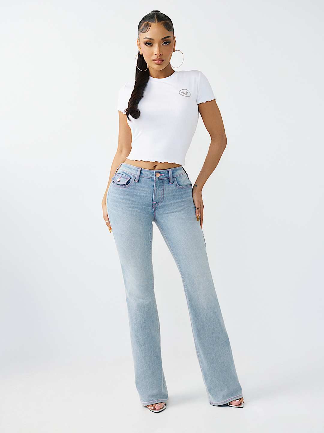 BECCA MID RISE MULTI-STITCH FLAP BOOTCUT JEAN, image 3