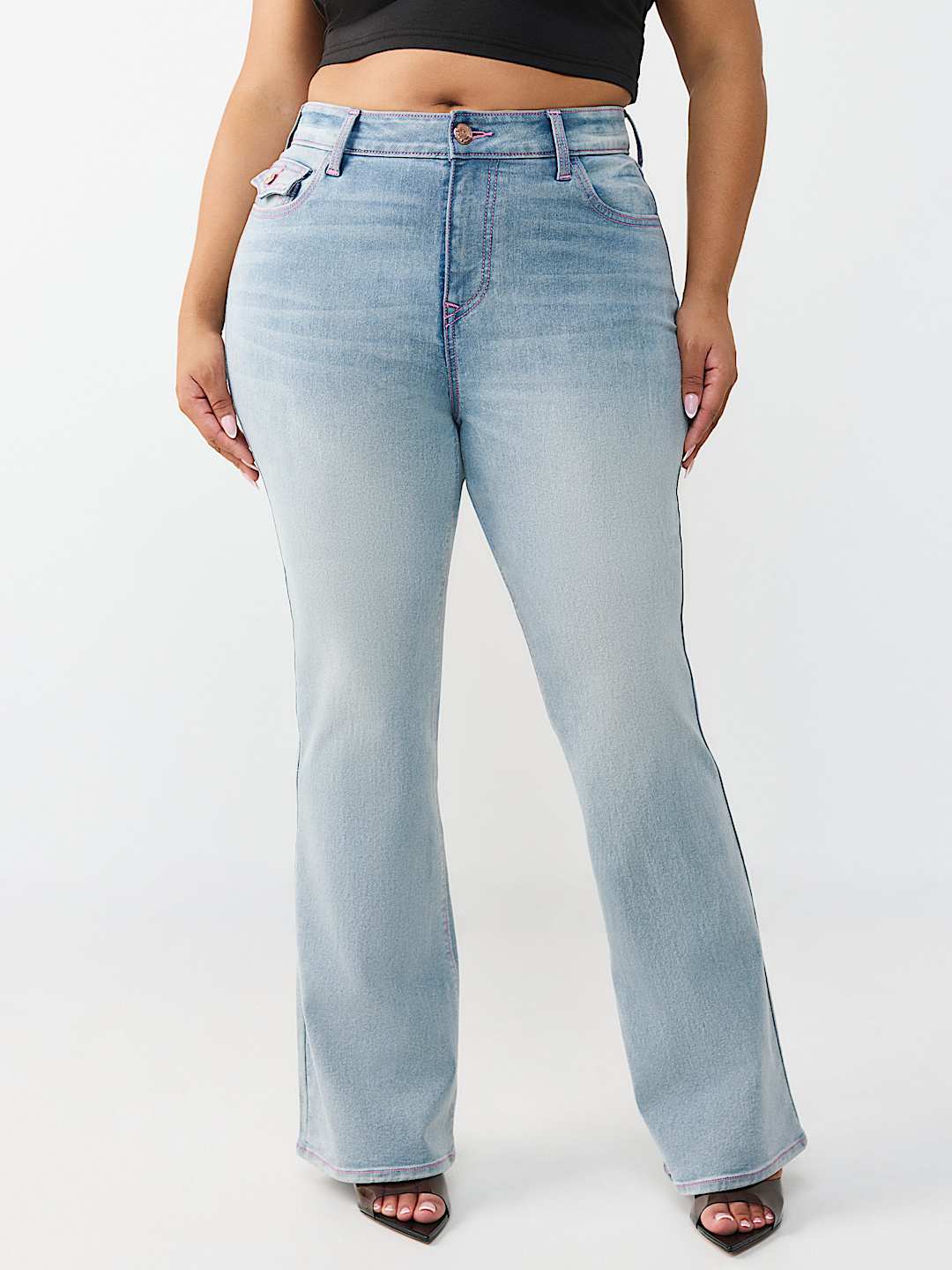 PLUS BECCA MID RISE MULTI-STITCH FLAP BOOTCUT JEAN, image 2